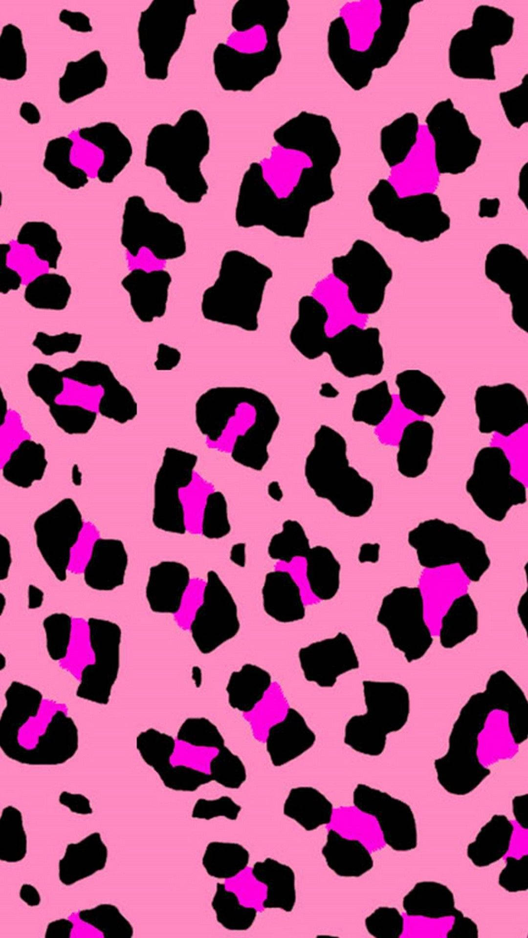 neon aesthetic girly, leopard print, vibrant pink background, Full HD Phone Wallpaper