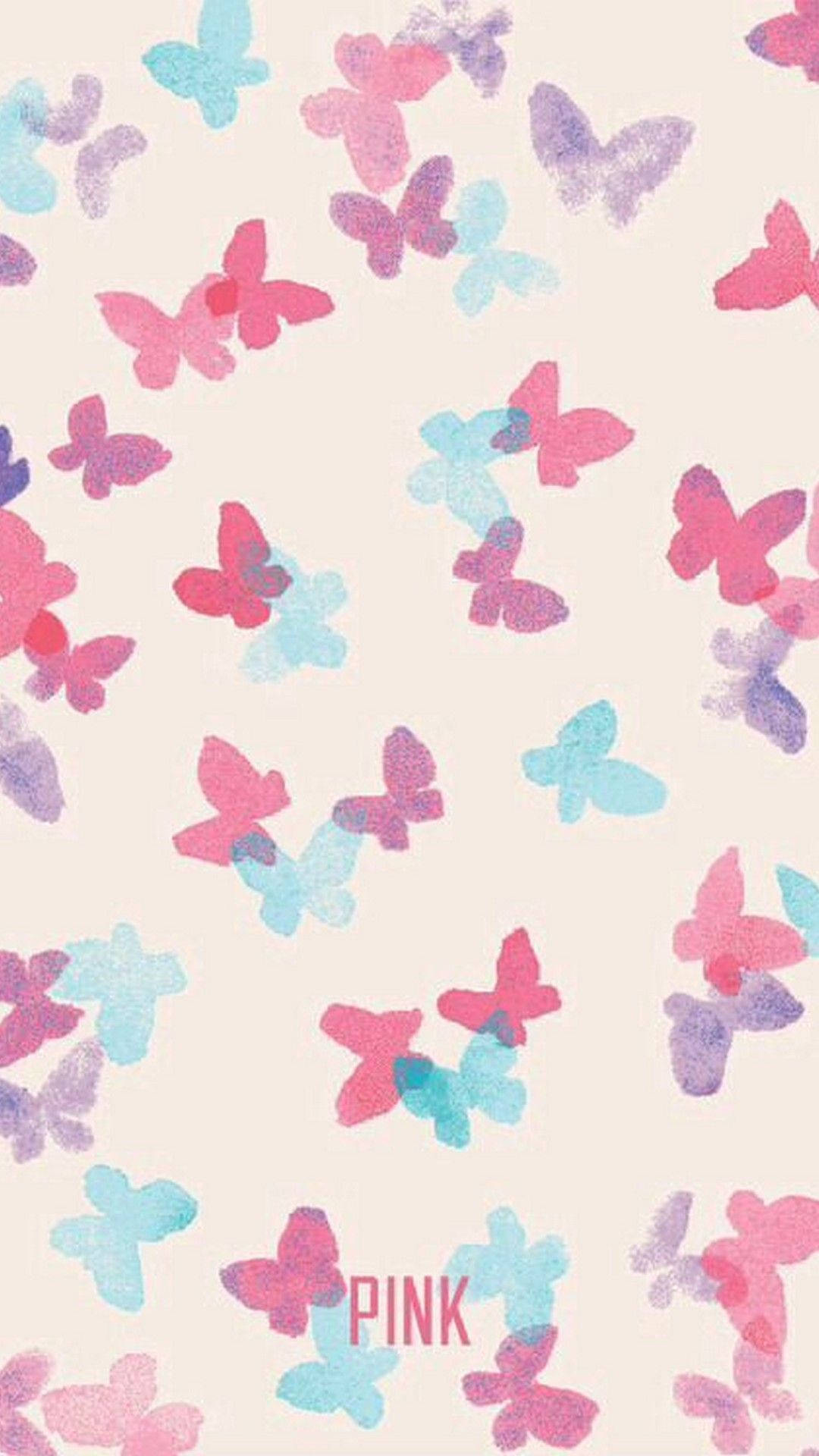 aesthetic girly, multicolored butterflies, pastel pink blue and purple, Full HD Phone Wallpaper