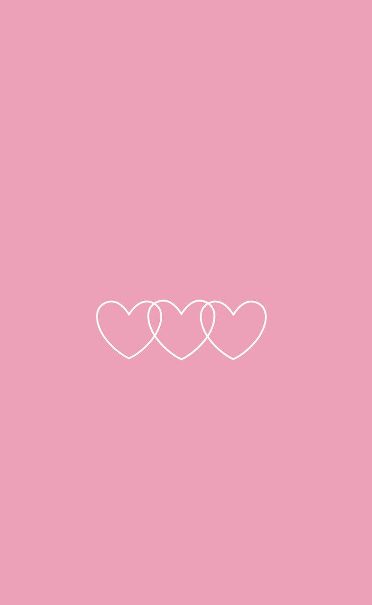simple aesthetic girly hearts, white heart outlines, solid pink background, SD Phone Wallpaper