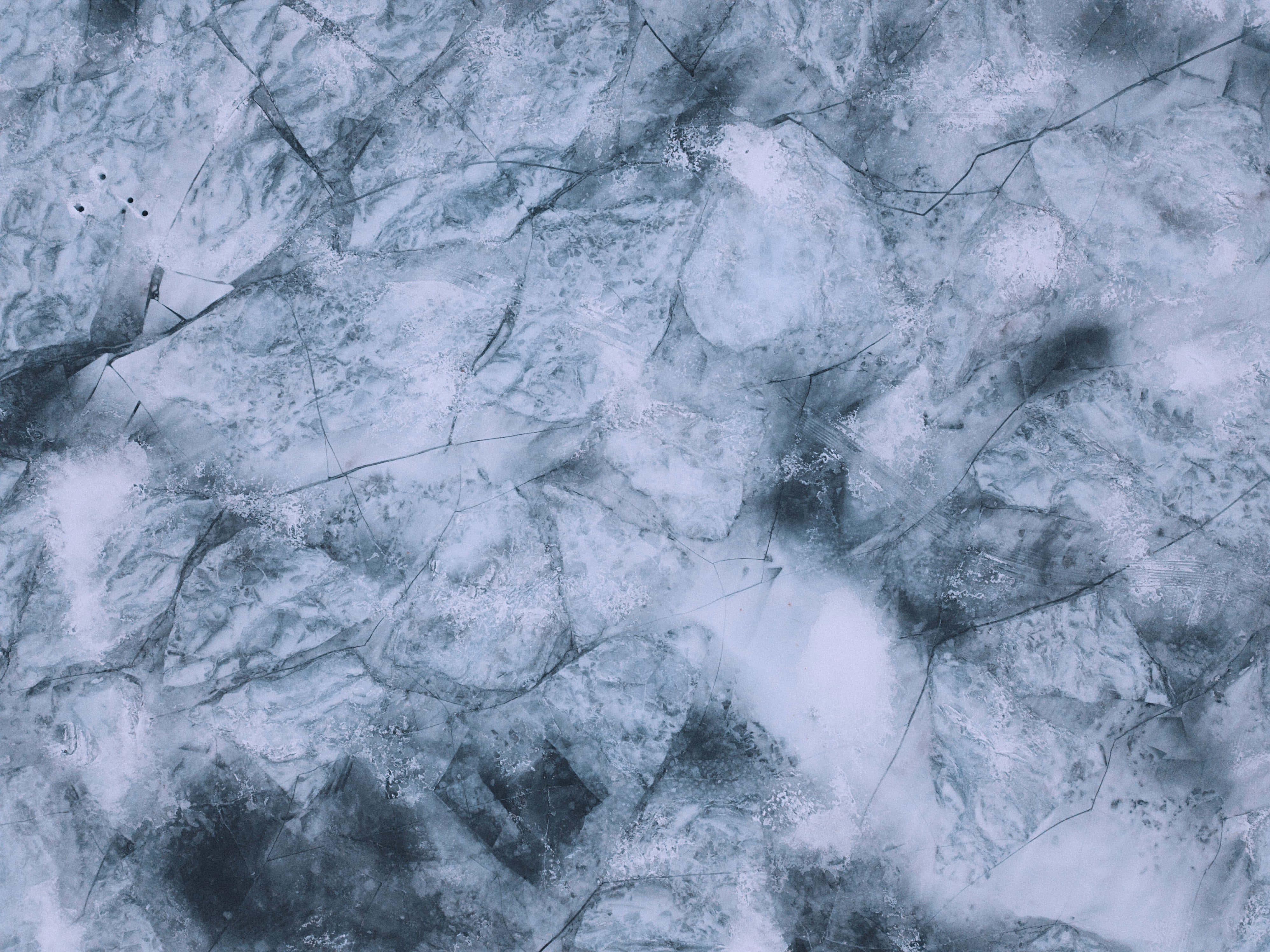 Aesthetic Gray Marble, cracked ice, blue and white patterns, 4K Desktop Wallpaper