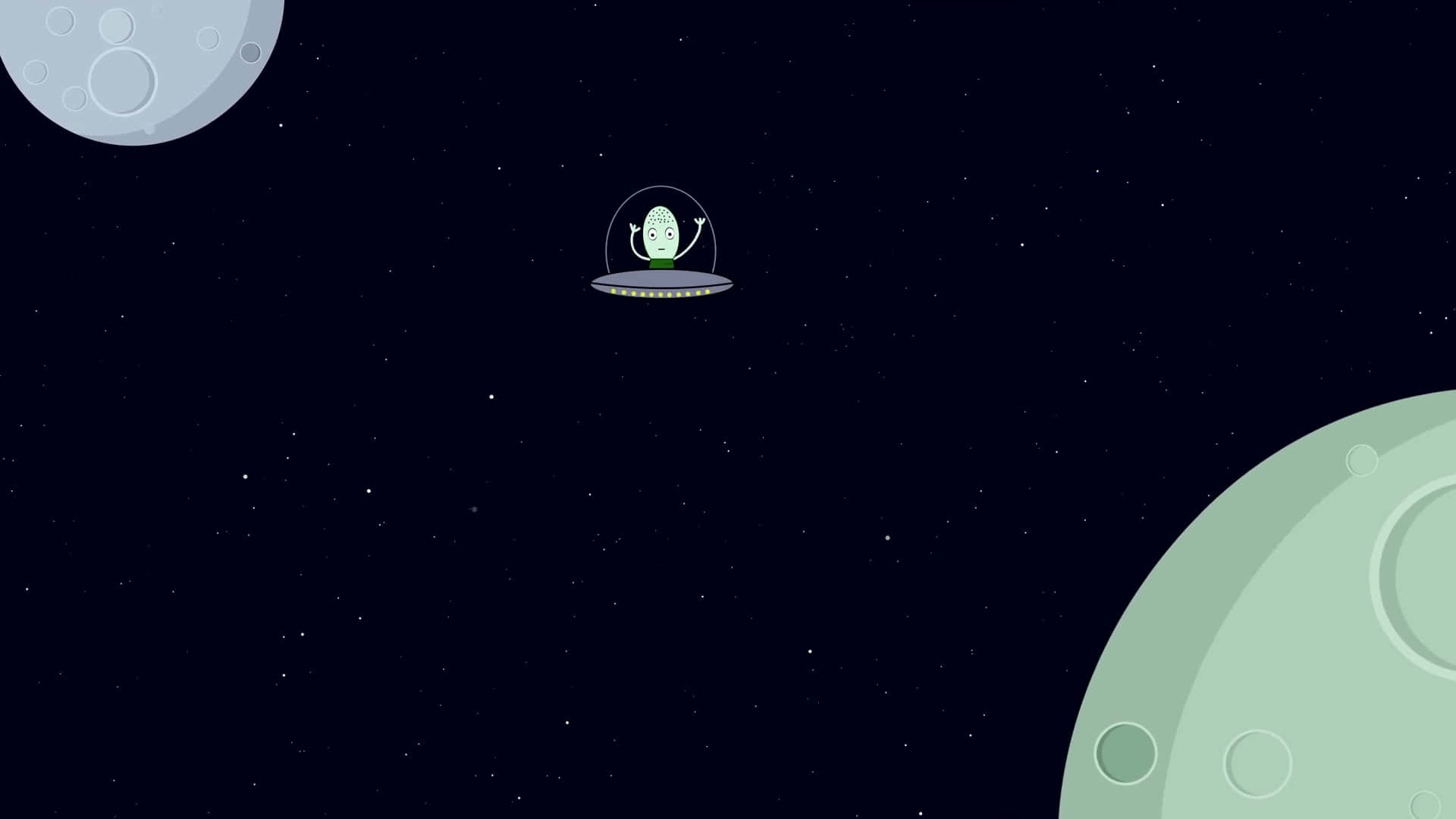 Aesthetic Grunge Laptop, cartoon alien, flying saucer, Full HD Desktop Wallpaper