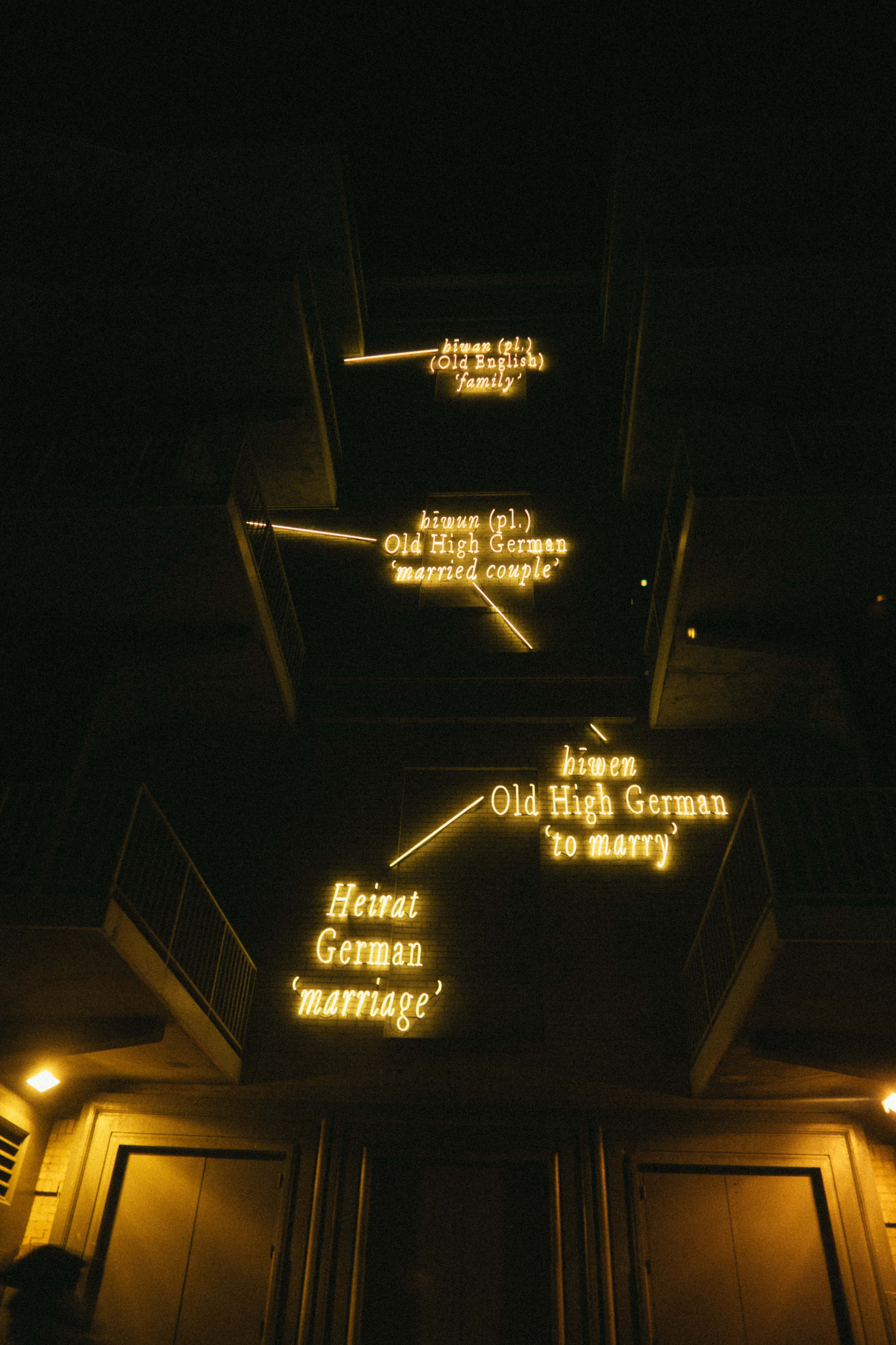 Aesthetic Grunge Neon Signs, marriage words, dark building facade, 5K Phone Wallpaper