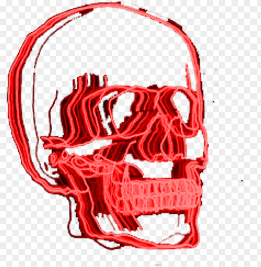 Aesthetic Grunge Neon Signs, red skull, layered wavy lines, SD Phone Wallpaper