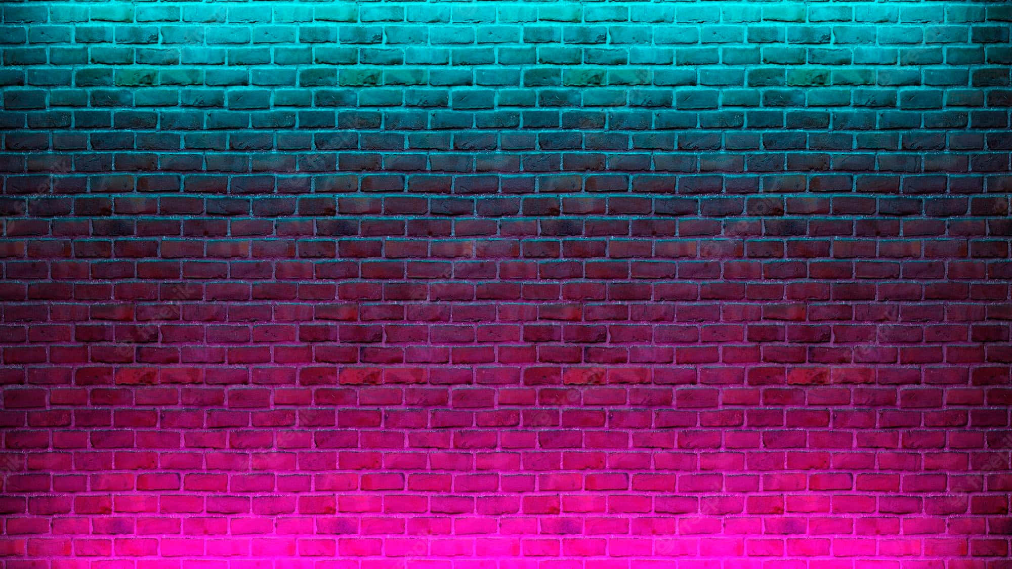 teal to magenta neon light, brick wall, vibrant gradient, Full HD Desktop Wallpaper