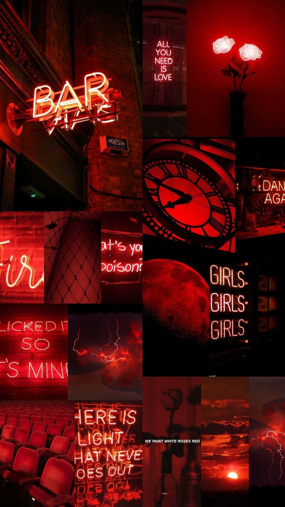 Aesthetic Grunge Neon Signs, moody red neon, glowing signs, HD Phone Wallpaper
