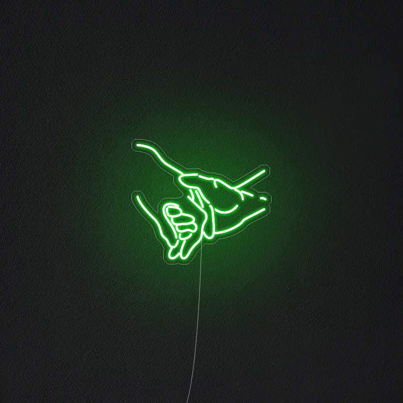 Aesthetic Grunge Neon Signs, glowing green neon sign, hand holding a rose, SD Desktop Wallpaper