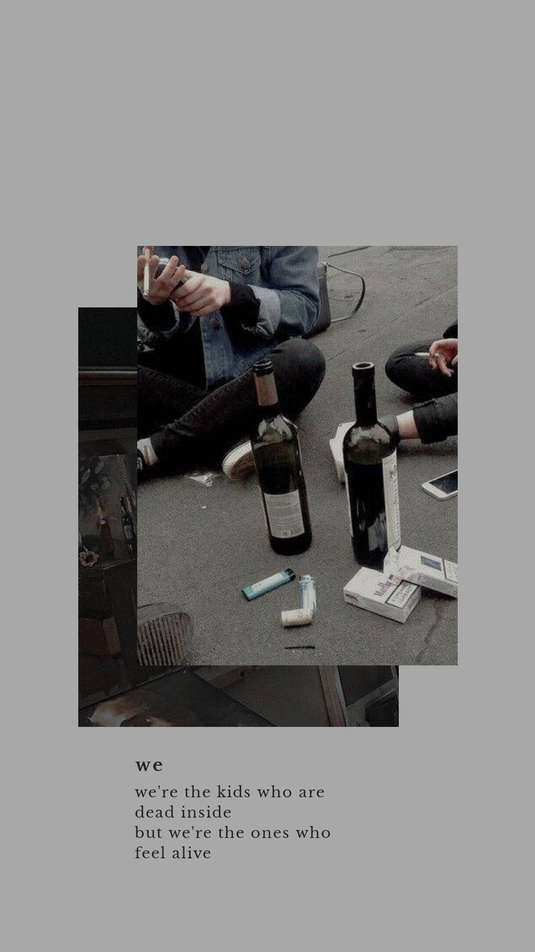 Aesthetic Grunge iPhone, wine bottles, cigarettes, Full HD Phone Wallpaper