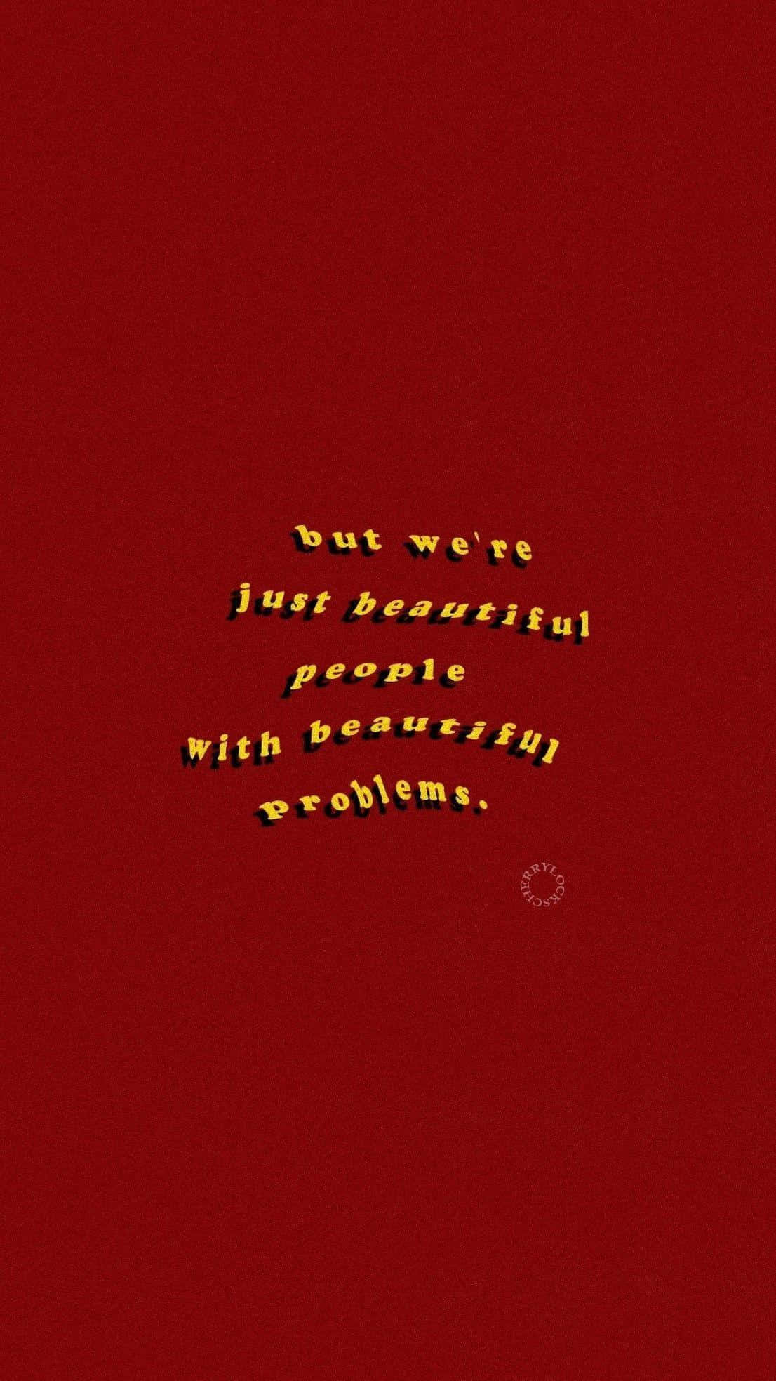 Aesthetic Grunge Phone, bold yellow text, deep red textured background, Full HD Phone Wallpaper