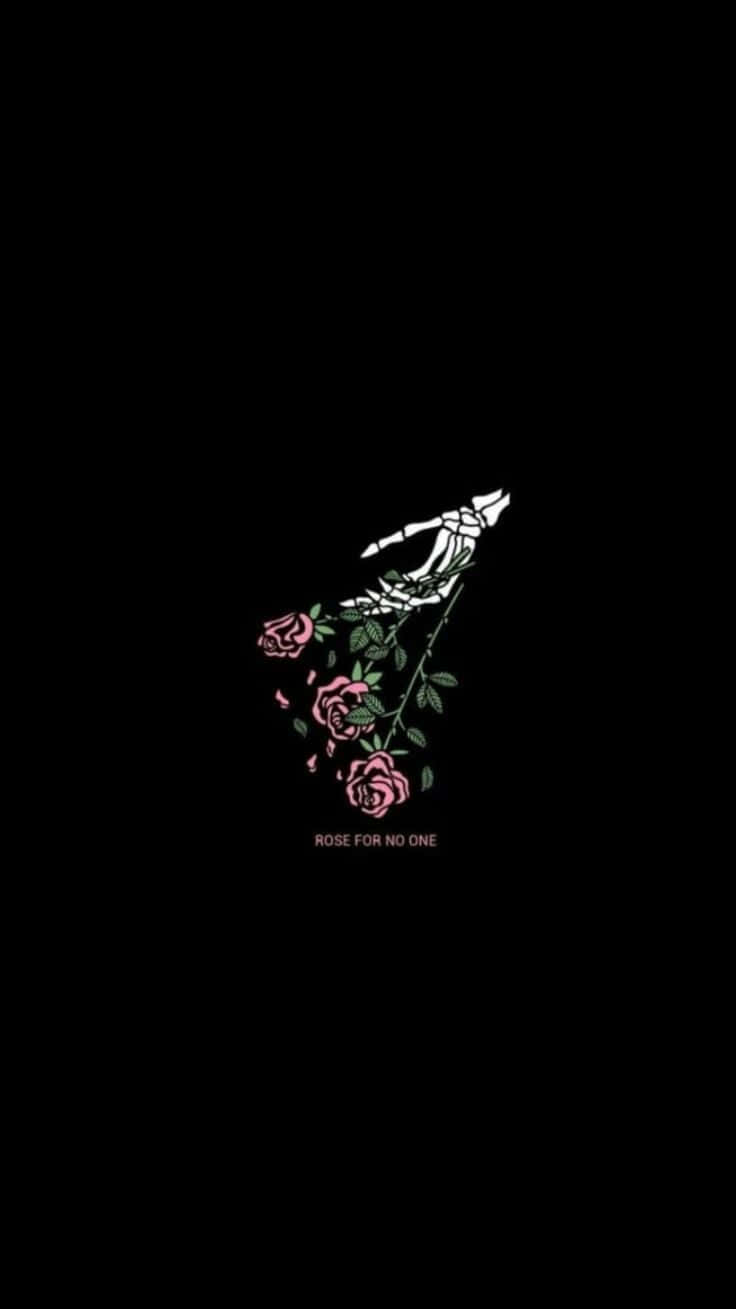 skeletal hand, wilting pink rose, black background, HD Phone Wallpaper