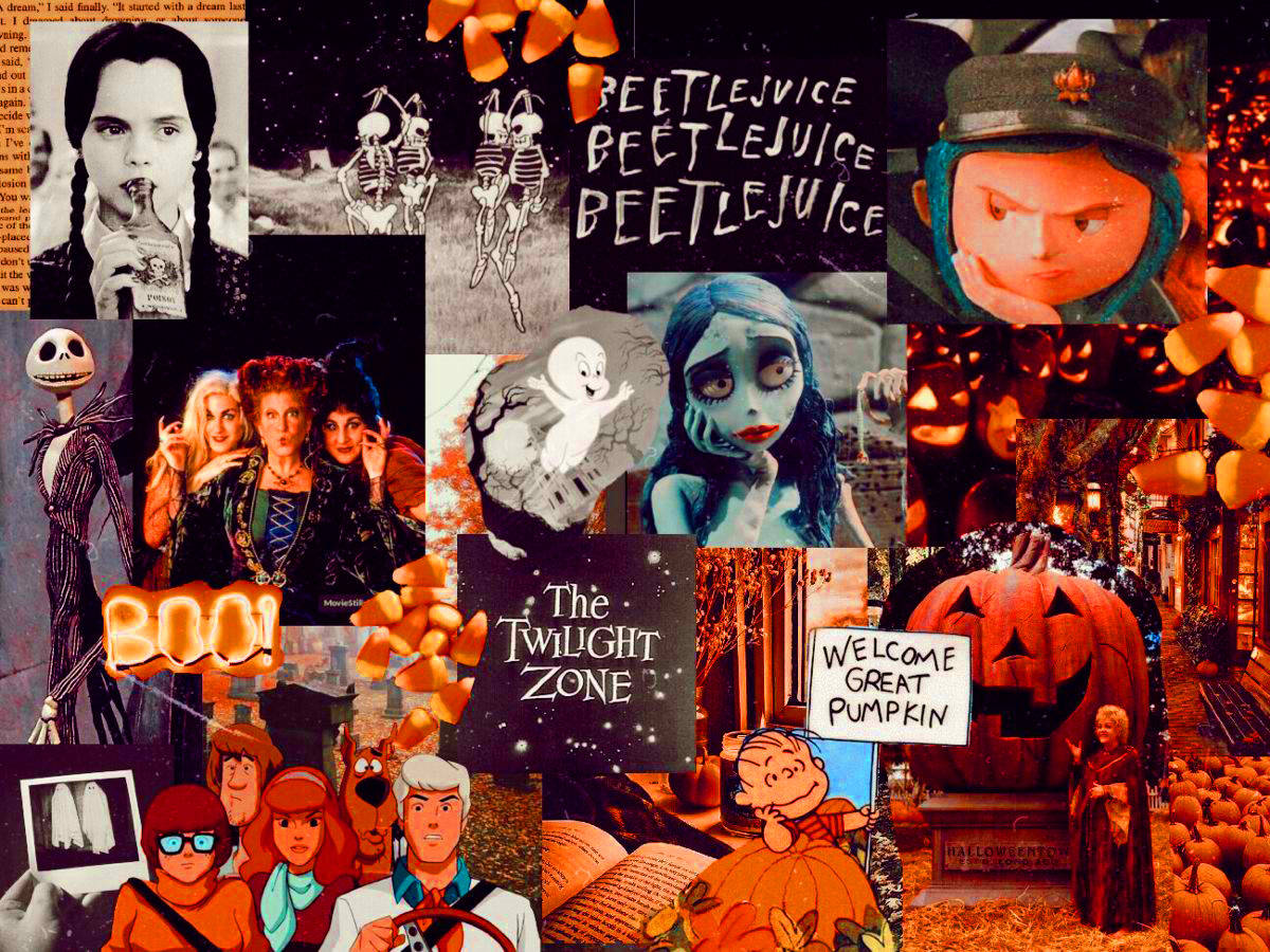 Aesthetic Halloween Laptop, pumpkins, candy corn, SD Desktop Wallpaper