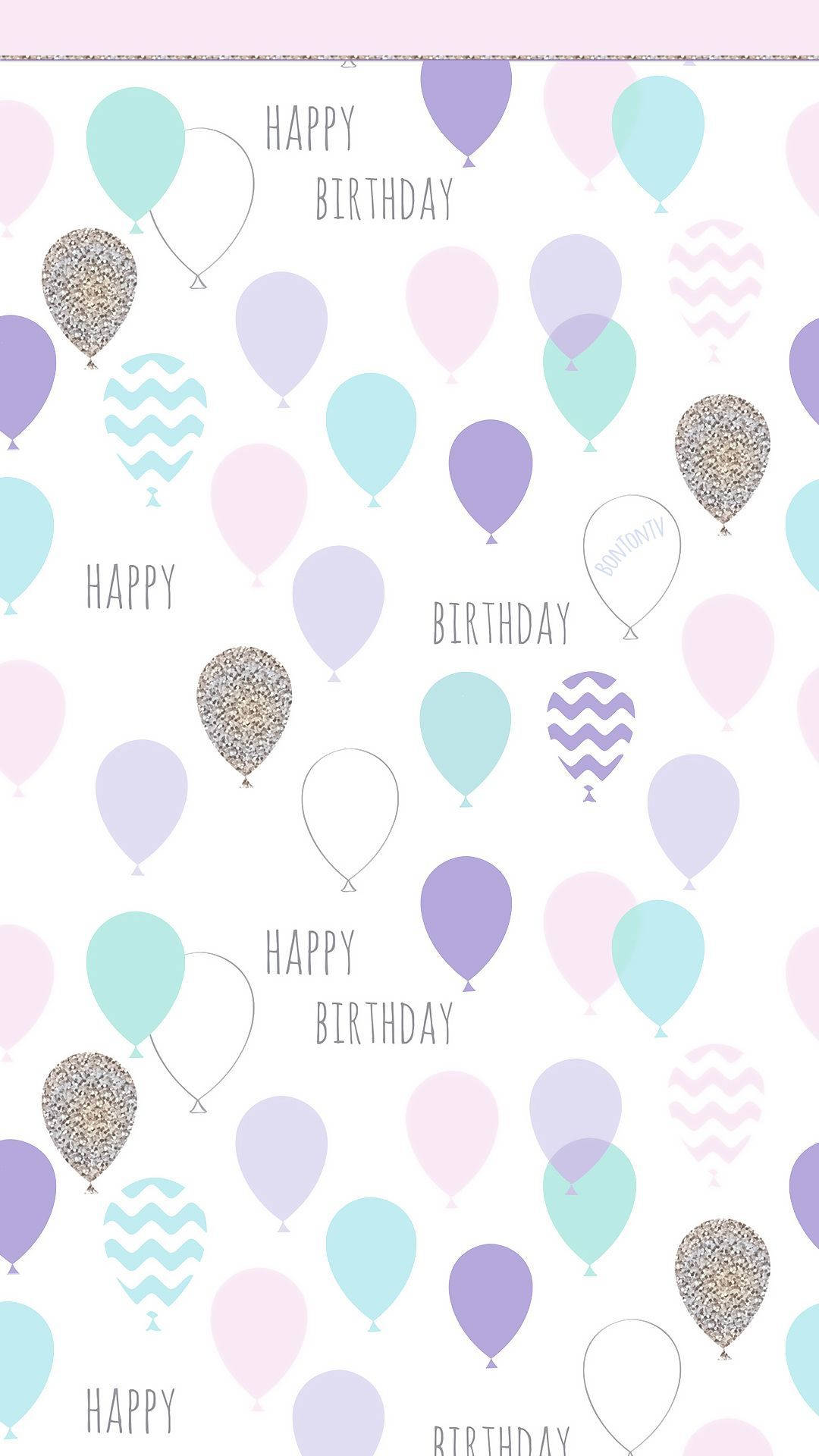 aesthetic happy birthday balloons, pastel balloons, glitter, Full HD Phone Wallpaper