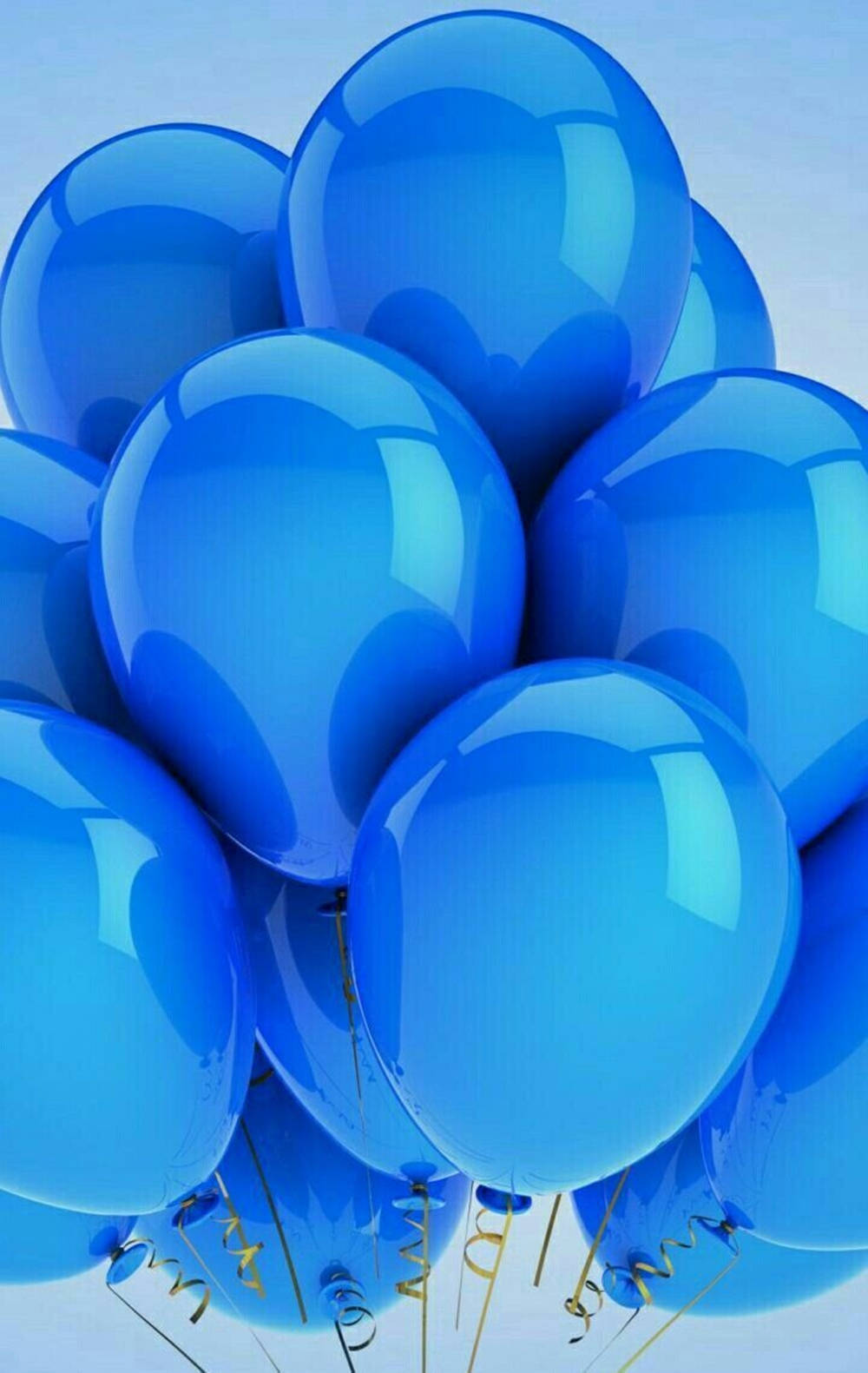 aesthetic happy birthday, blue balloons, gold ribbons, HD Phone Wallpaper