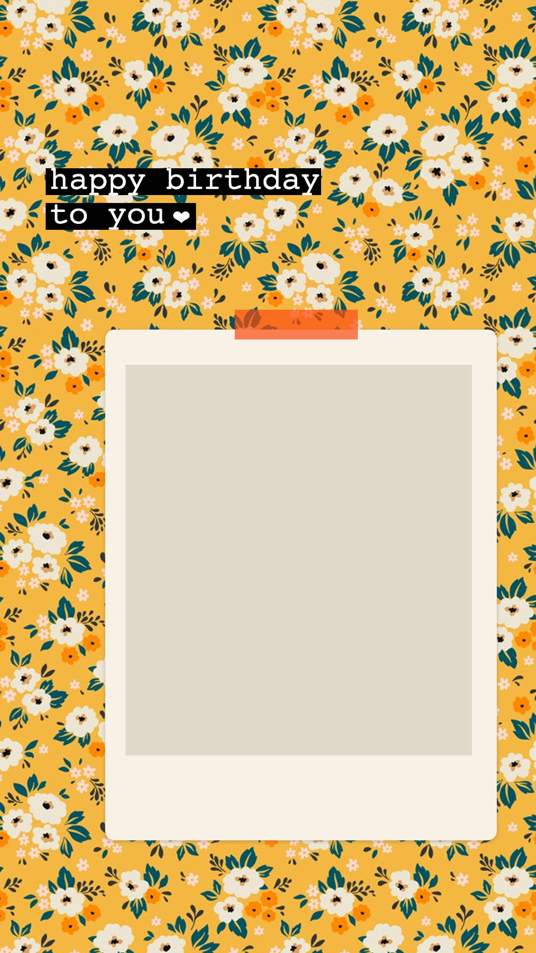 Aesthetic Happy Birthday, polaroid frame, cheerful yellow floral, Full HD Phone Wallpaper
