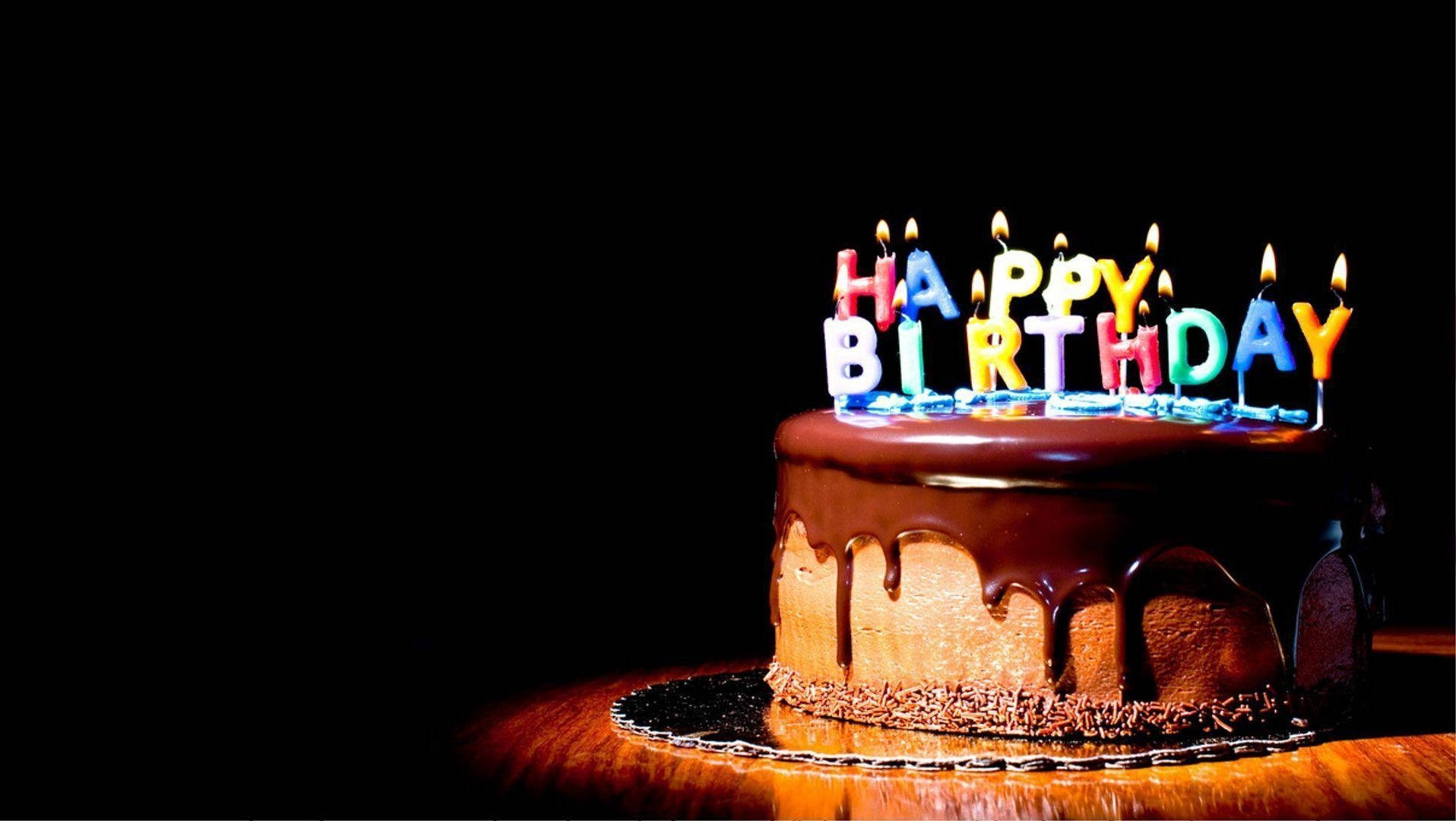 Aesthetic Happy Birthday, chocolate cake, dripping frosting, HD Desktop Wallpaper
