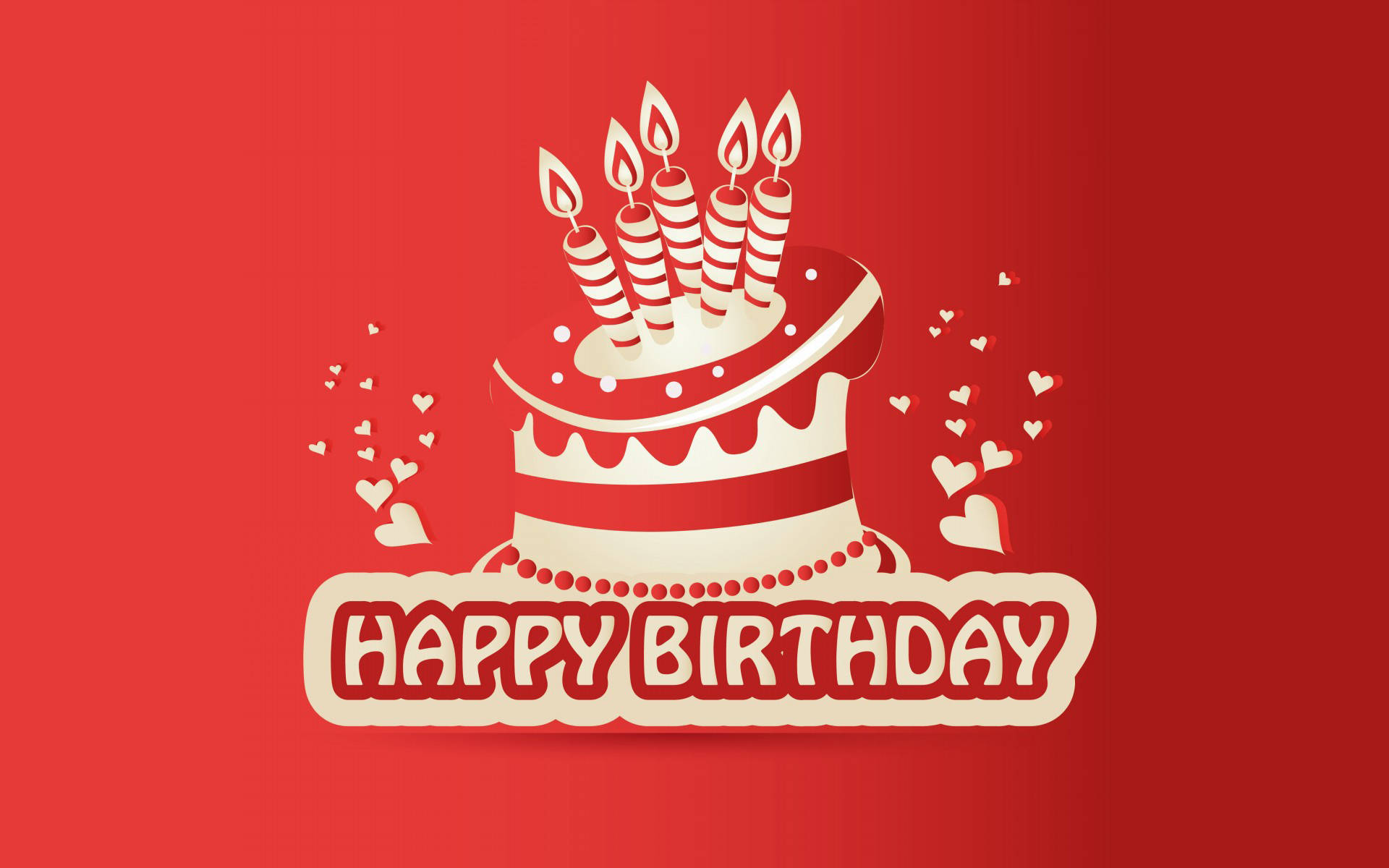 red party, birthday cake, lit candles, Full HD Desktop Wallpaper