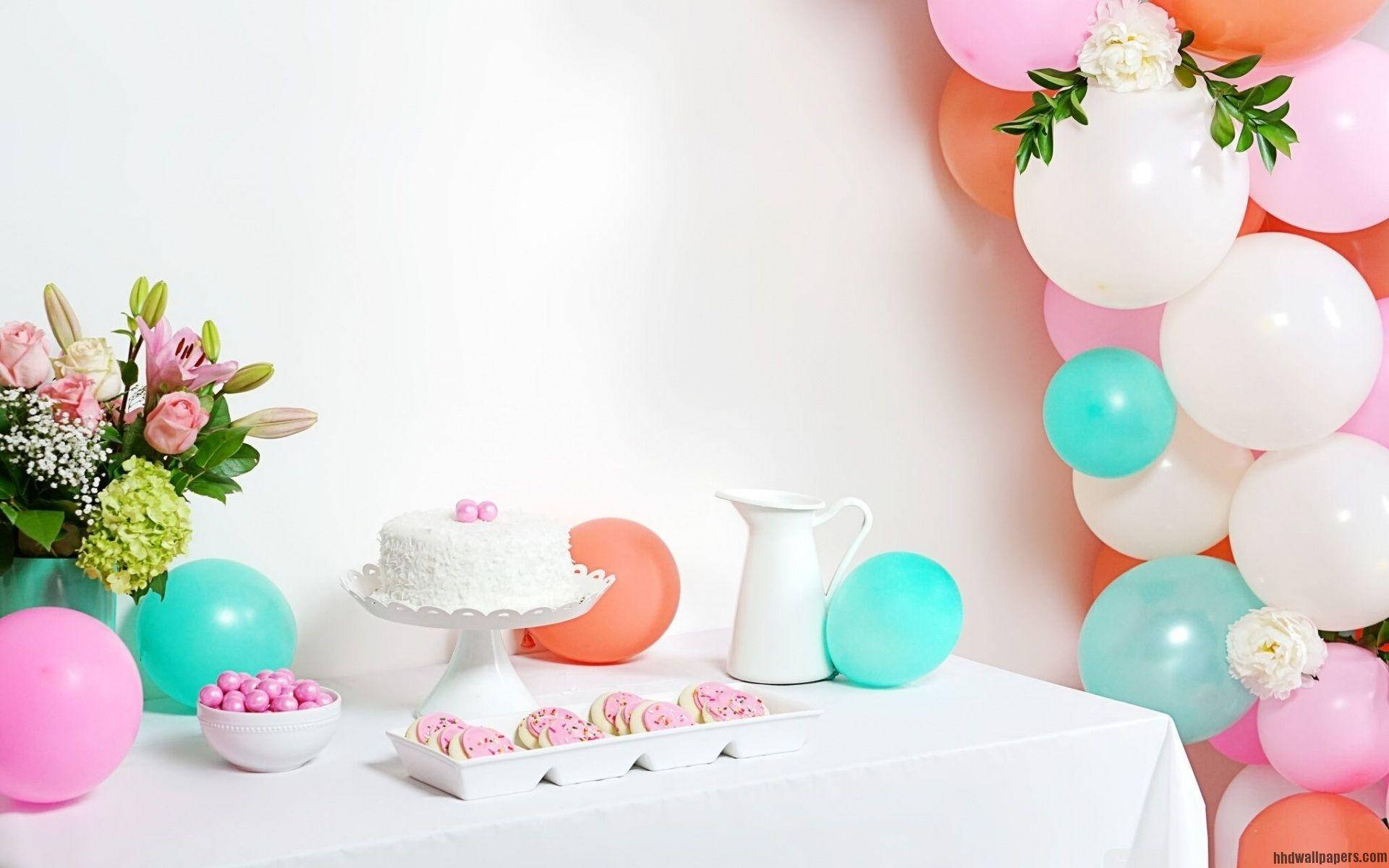 pastel-colored, white cake, pink cookies, Full HD Desktop Wallpaper