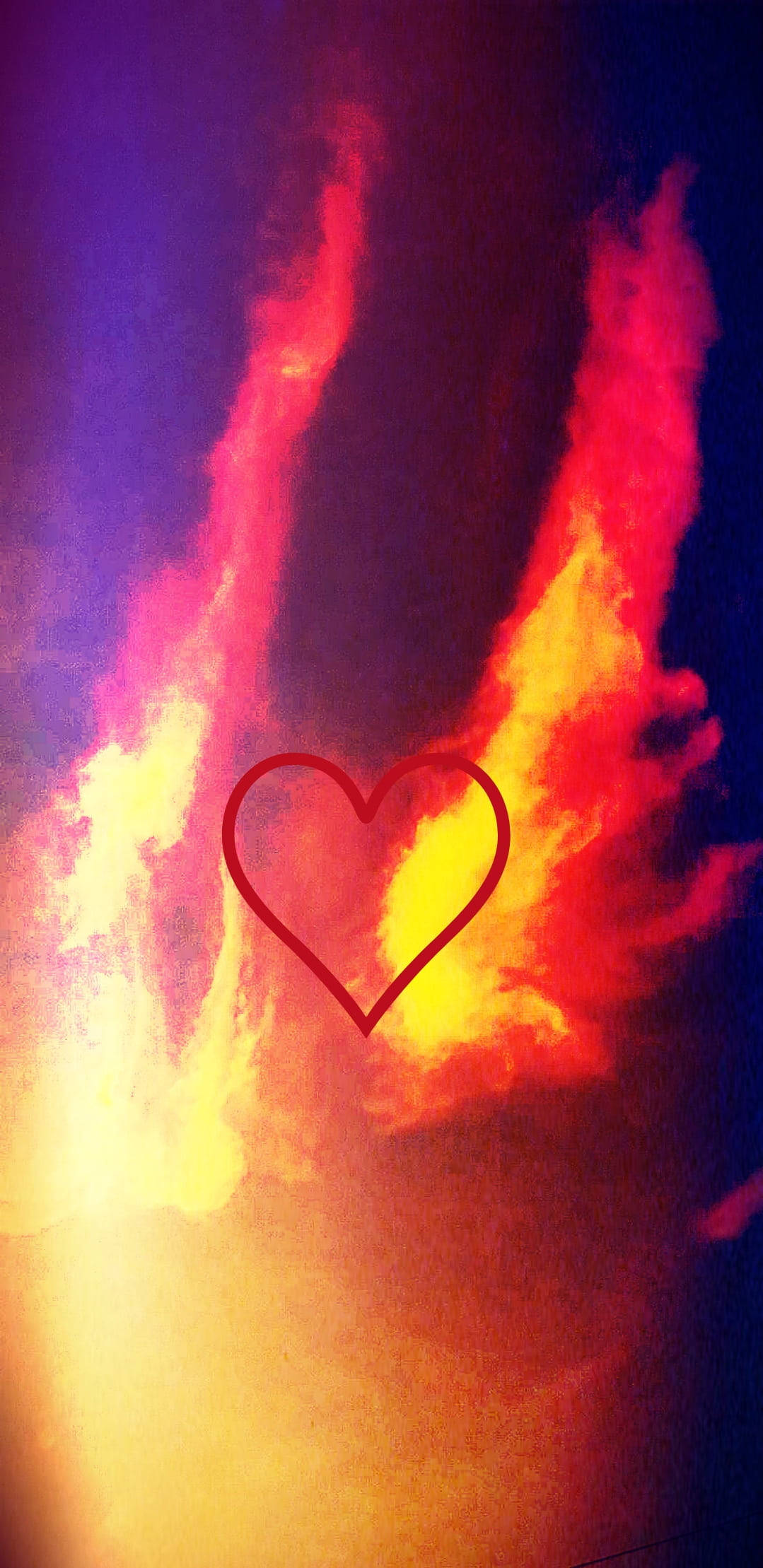 Aesthetic Heart, flames, glowing heart outline, Full HD Phone Wallpaper