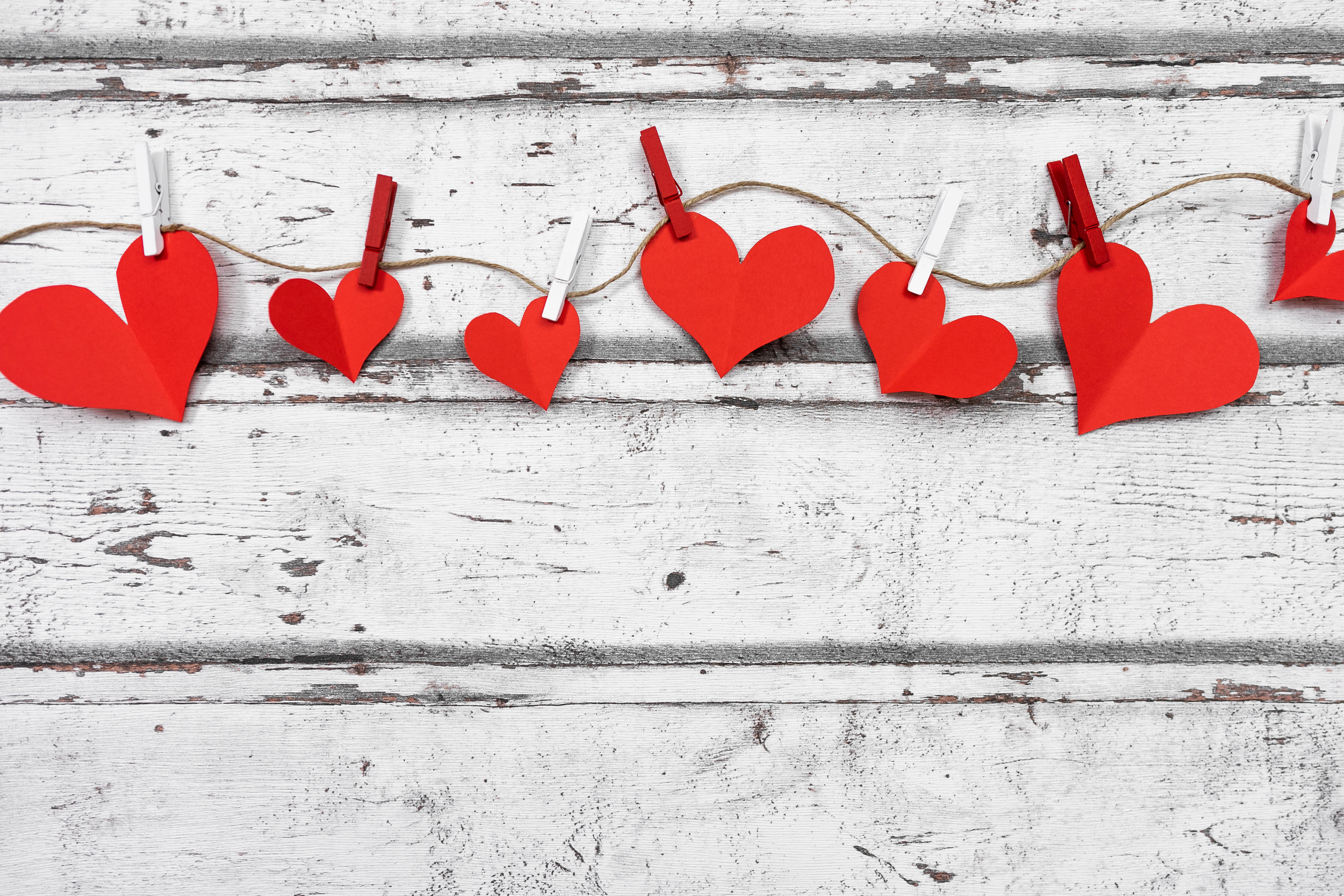 Aesthetic Heart, paper cutouts, string, 5K Desktop Wallpaper