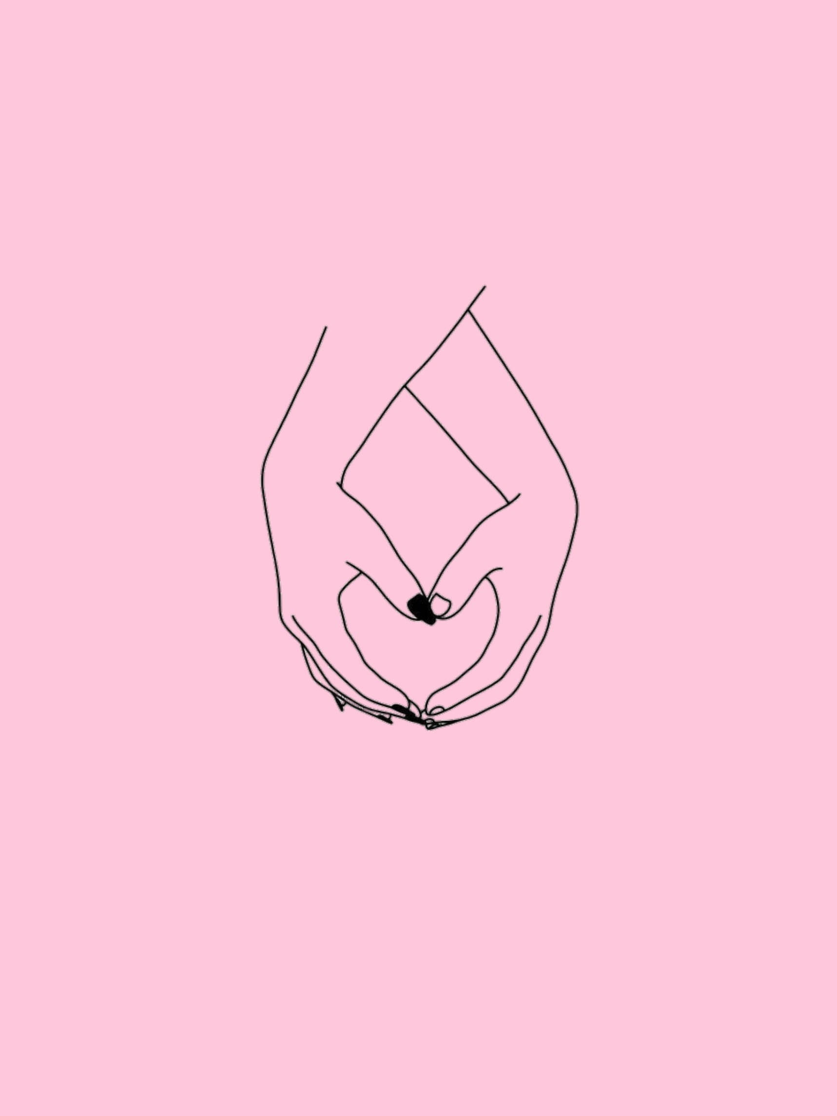 Aesthetic Heart, black heart, soft pink background, Full HD Phone Wallpaper