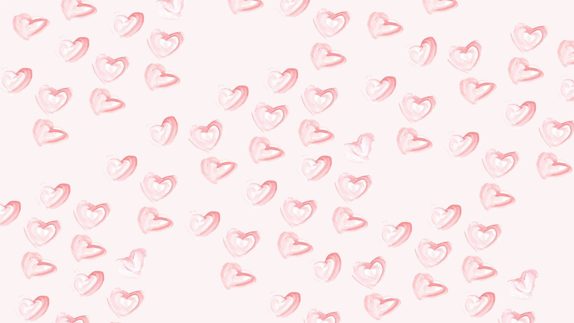 Aesthetic Heart, soft pink watercolor hearts, pale blush background, Full HD Desktop Wallpaper