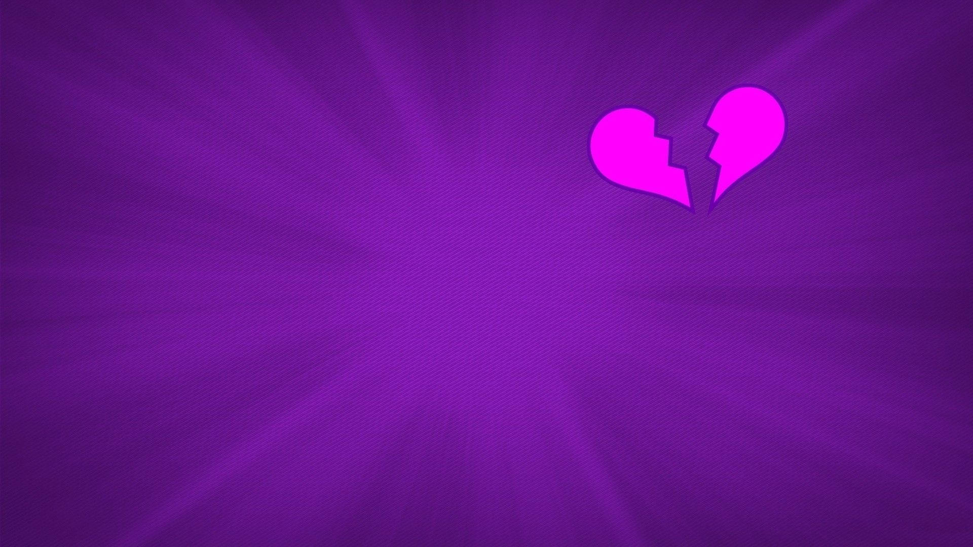 broken purple aesthetic heart, bright pink broken heart icon, radiant purple background, Full HD Desktop Wallpaper