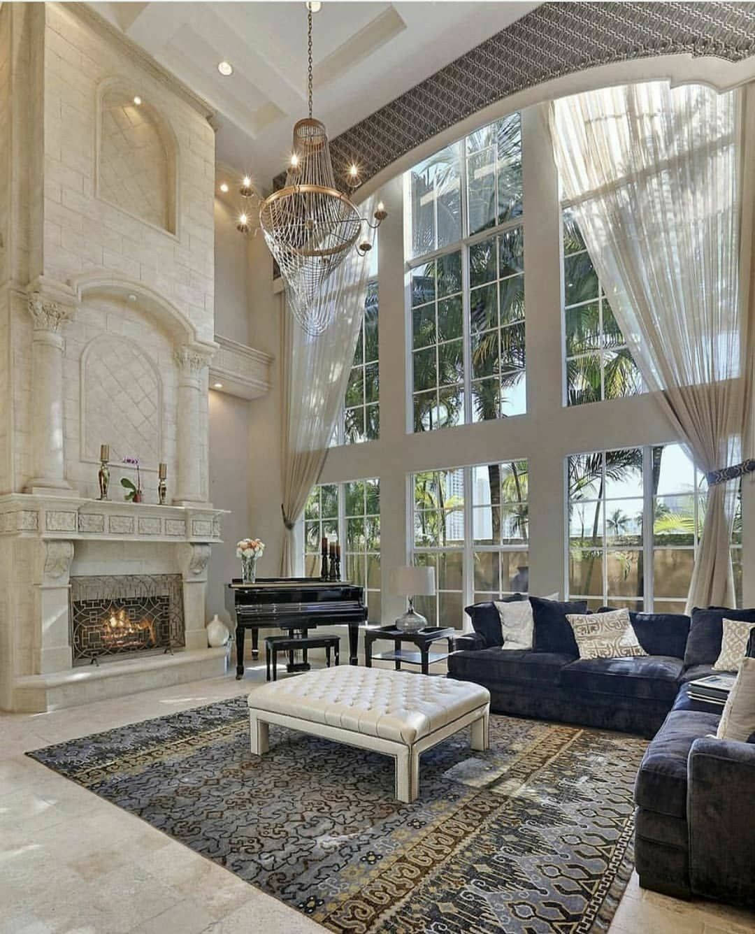 French Country, living room, soaring ceilings, HD Phone Wallpaper