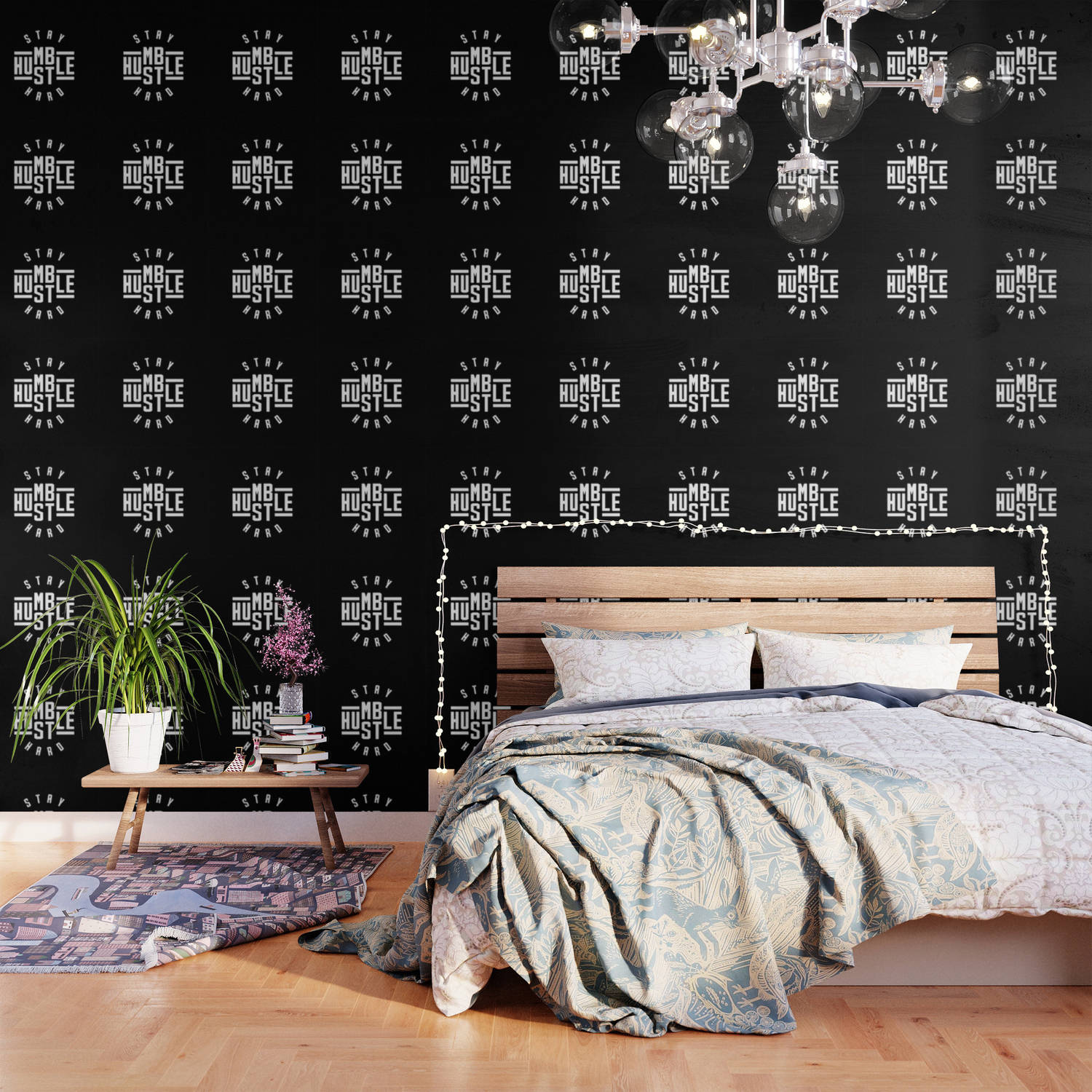 STAY HUMBLE STAY HUSTLE, black wall, white text, HD Desktop Wallpaper