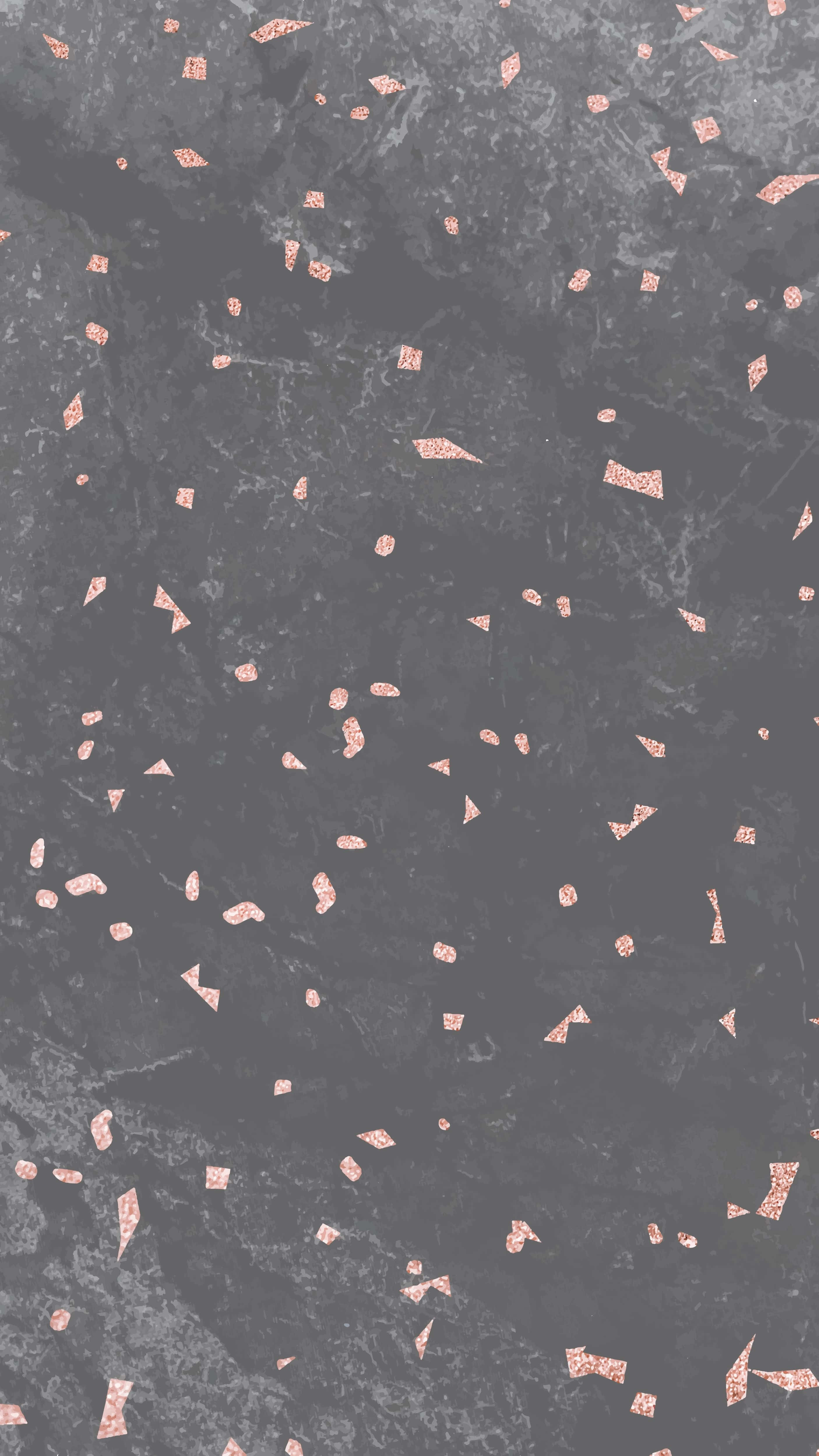 gray granite, dark gray, rose gold glitter fragments, 4K Phone Wallpaper