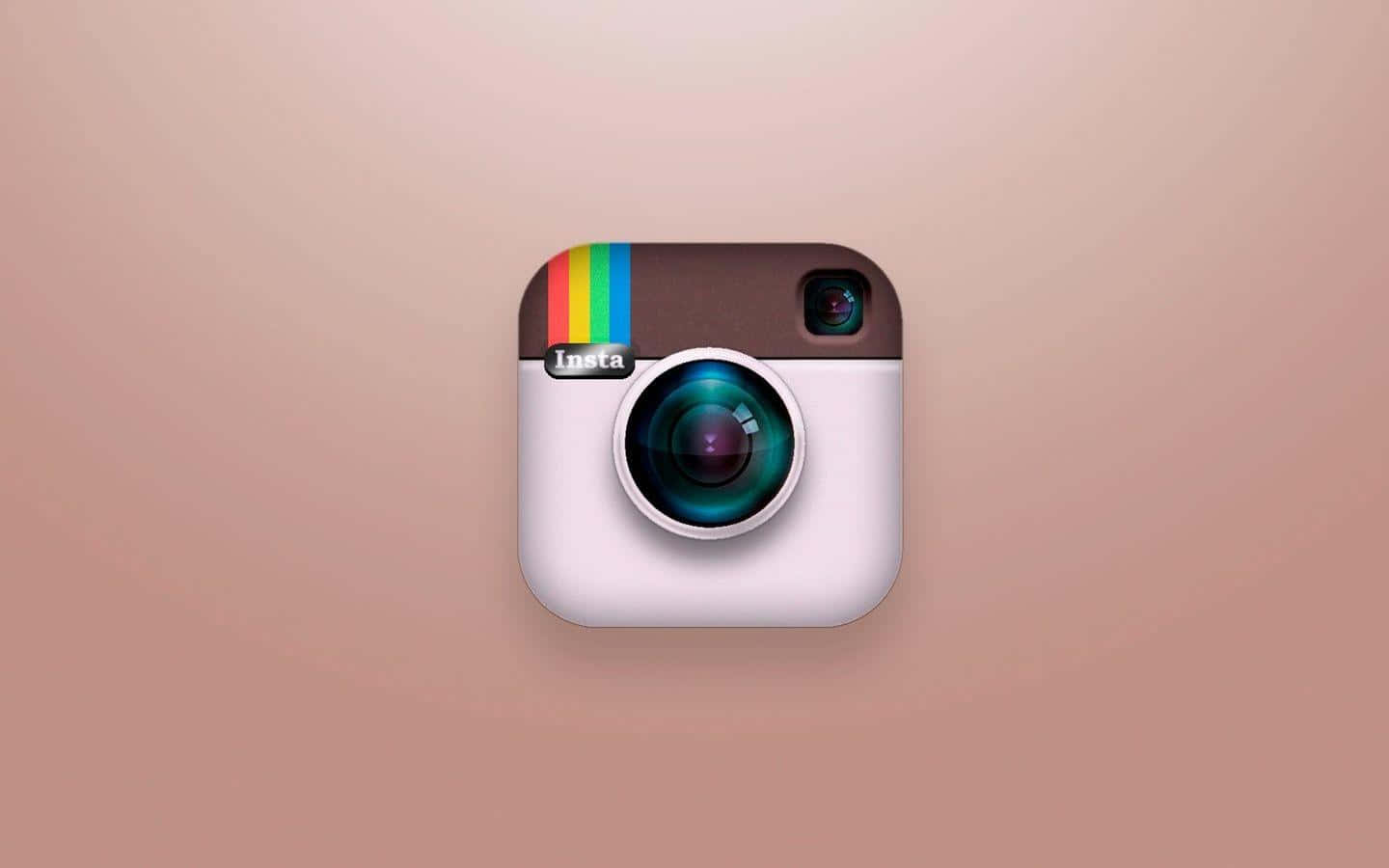 Instagram camera icon, rainbow stripe, soft peach gradient background, HD Desktop Wallpaper