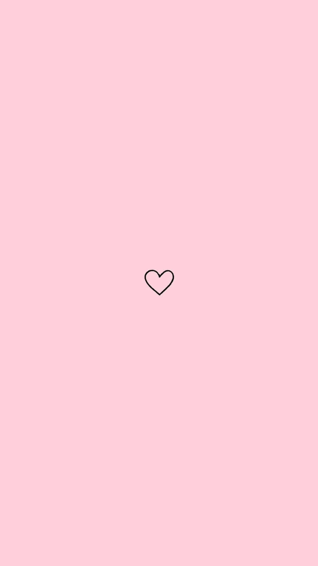 minimalist heart, black outline, soft pink background, Full HD Phone Wallpaper