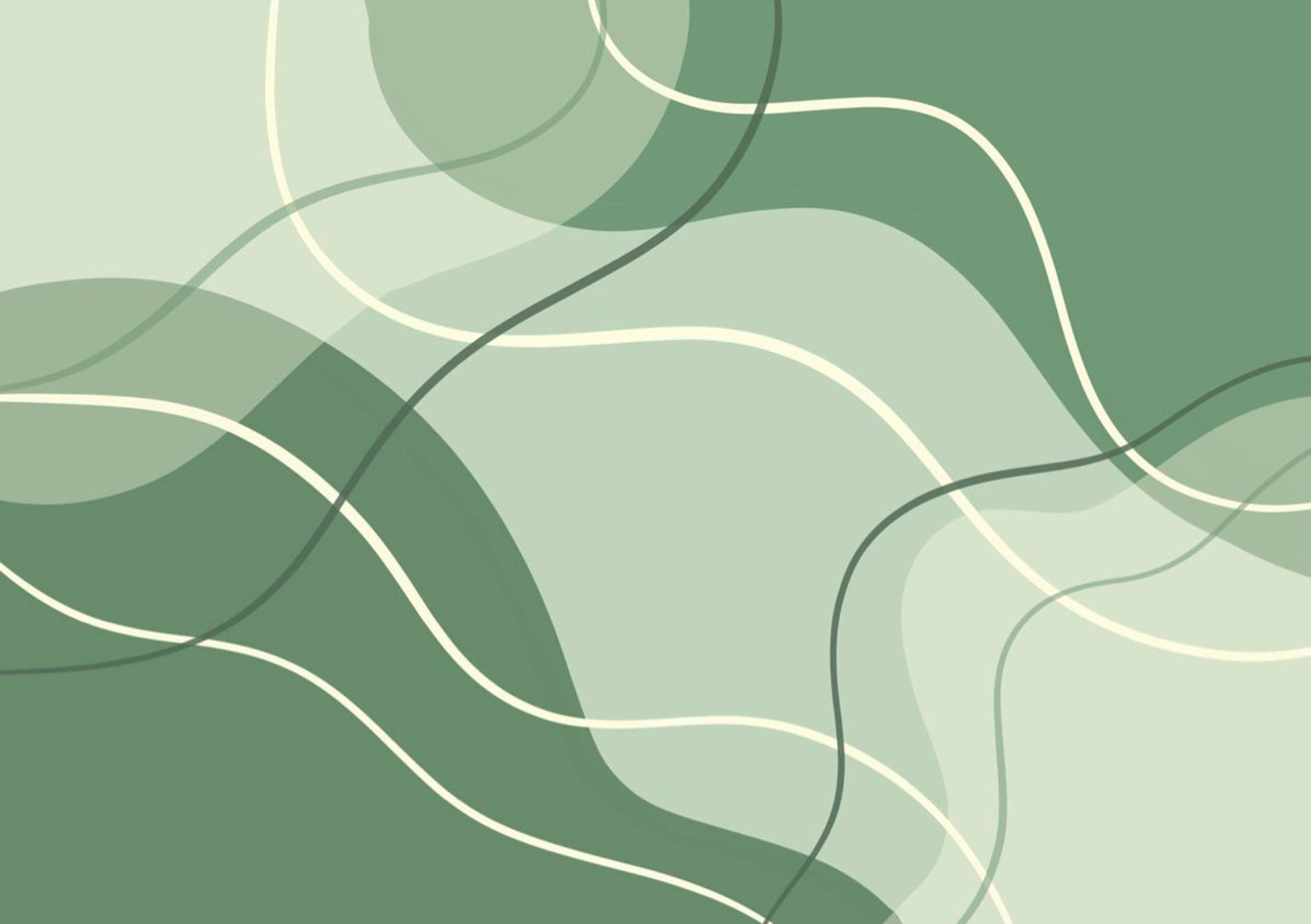 abstract vector, green shapes, cream, HD Desktop Wallpaper