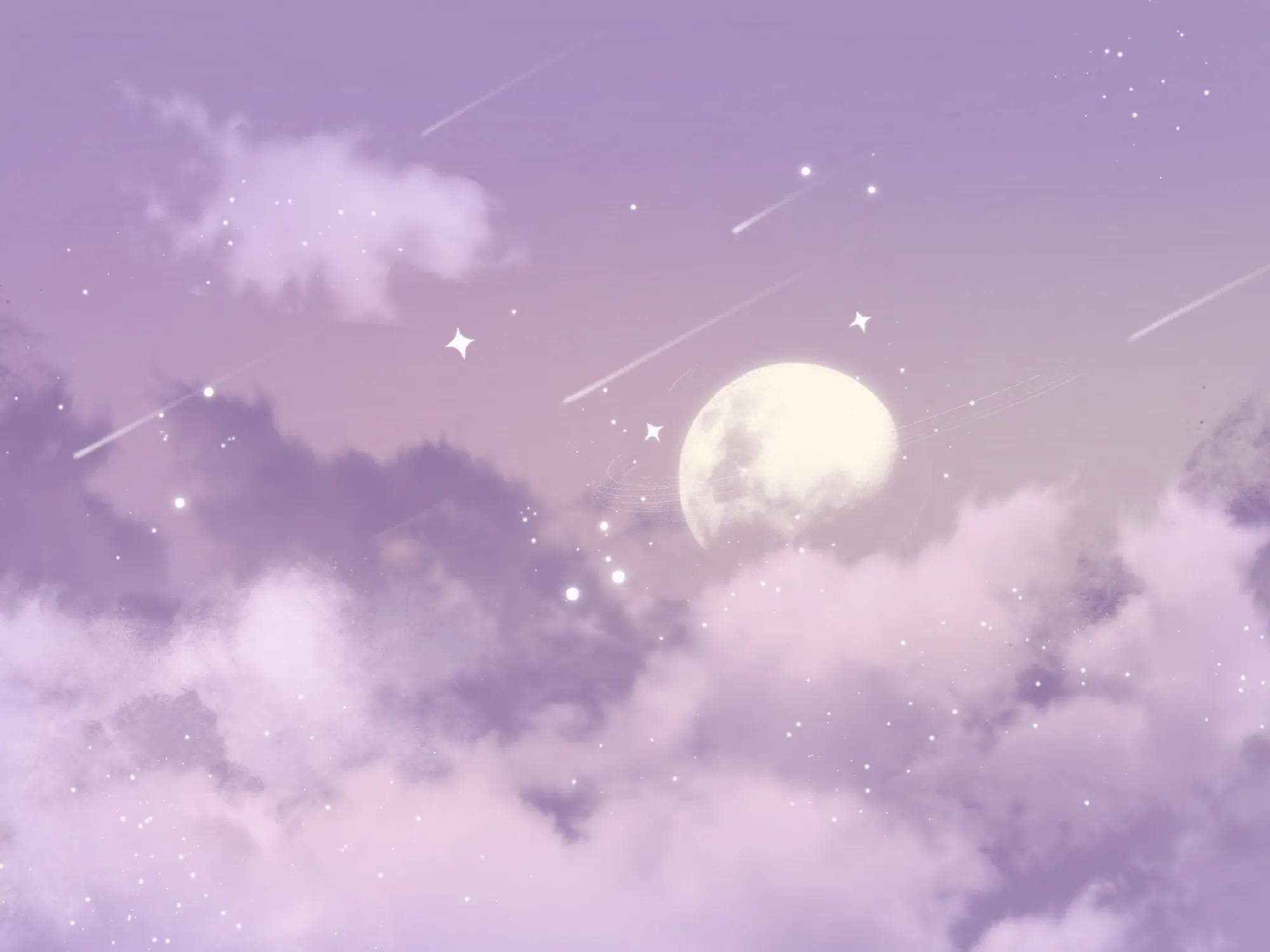 Aesthetic iPad, Starry Night, purple sky, Full HD Desktop Wallpaper