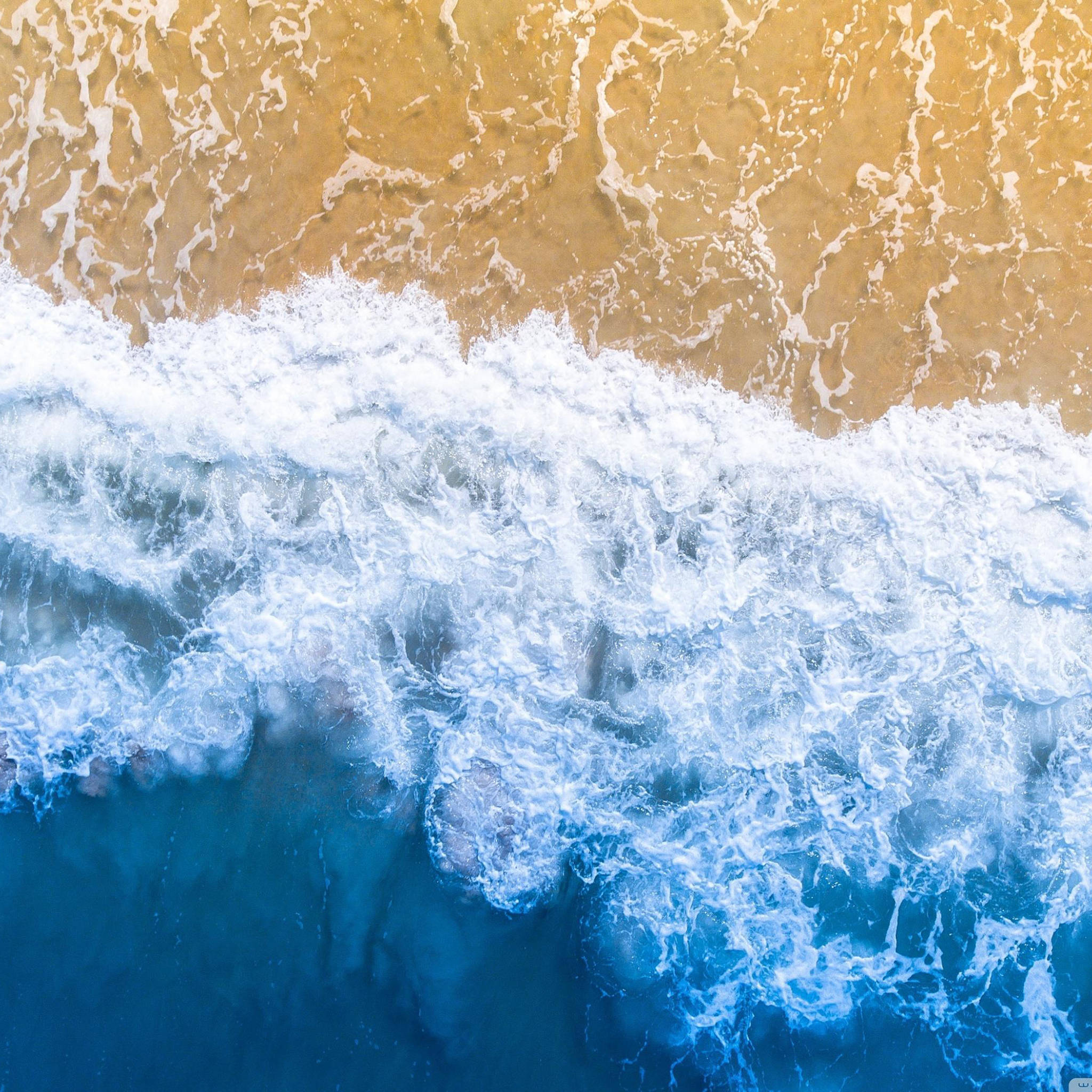 Aesthetic iPad, blue waves, ocean waves, Full HD Desktop Wallpaper