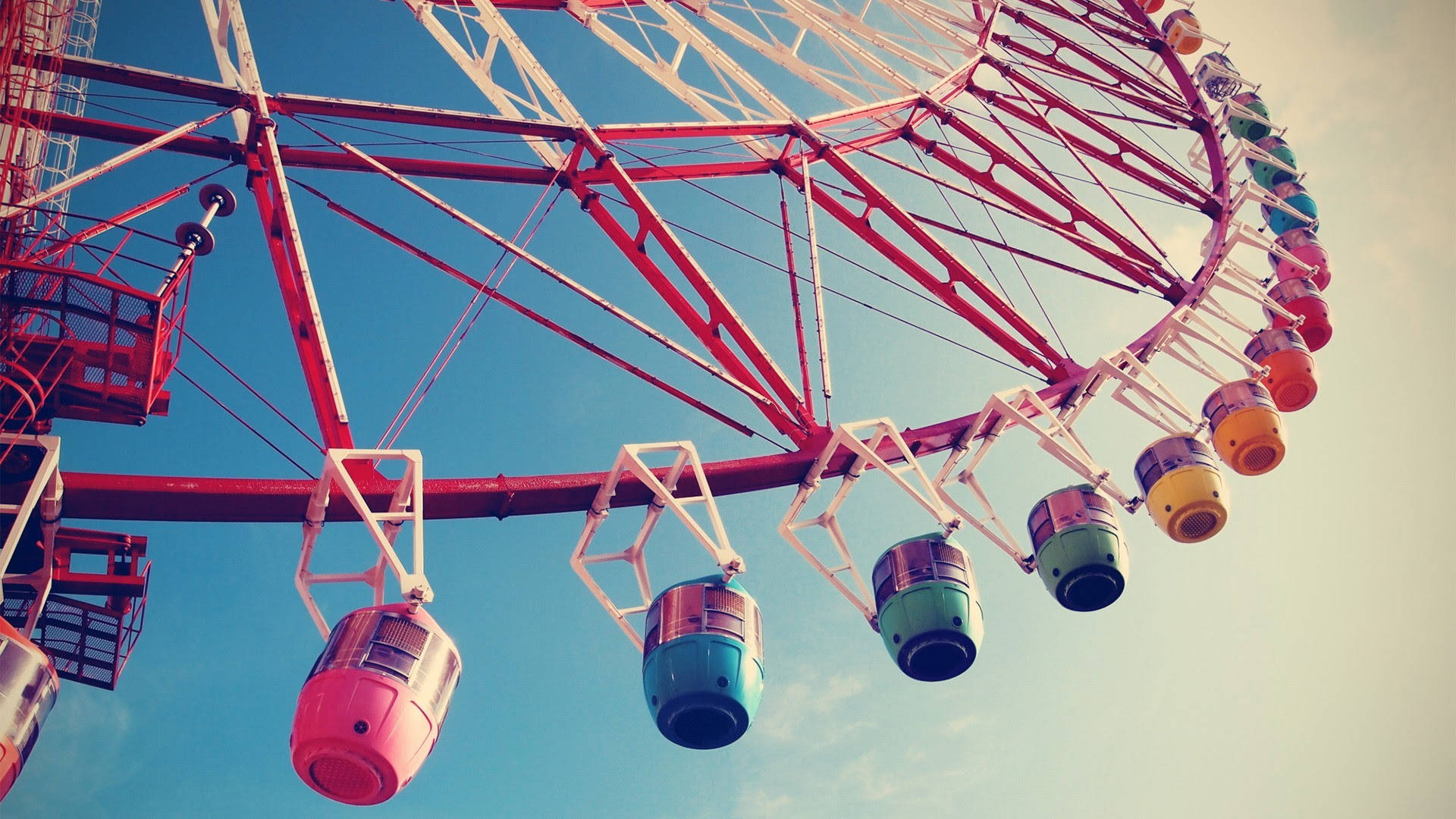 Aesthetic iPad, Ferris wheel, vibrant red, Full HD Desktop Wallpaper