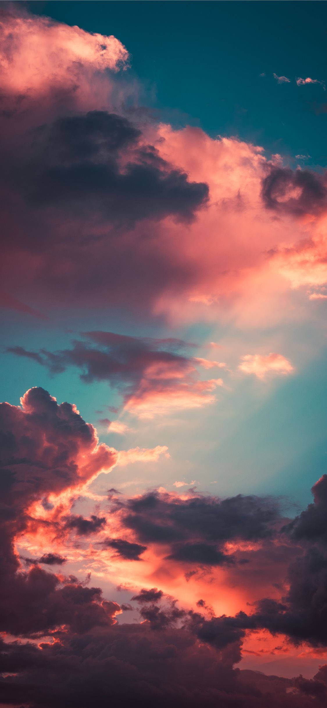 iPhone 11, vibrant pink, orange clouds, Full HD Phone Wallpaper
