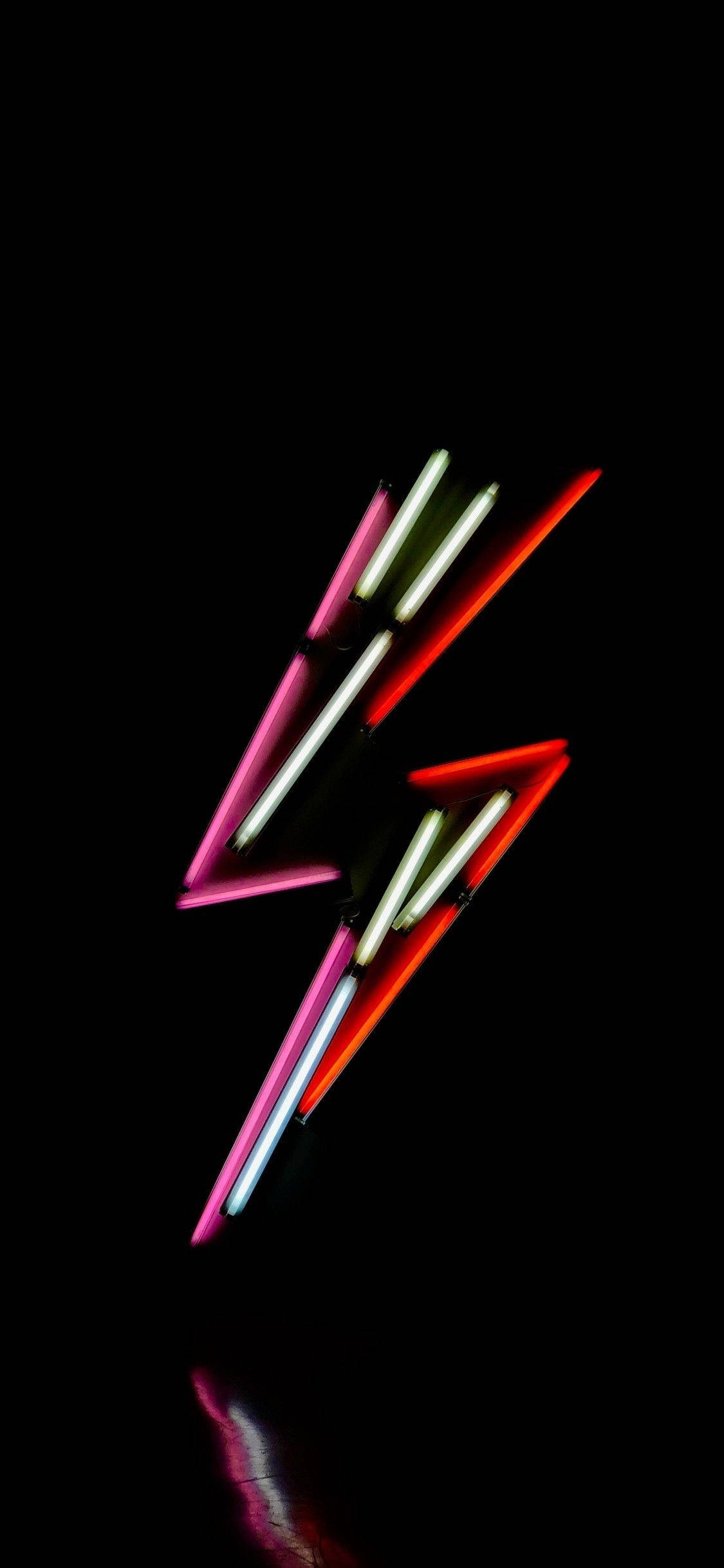 neon light thunder, pink red, white, Full HD Phone Wallpaper