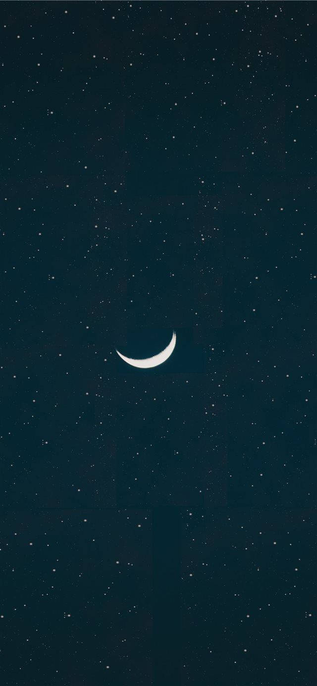 crescent moon, deep navy sky, countless distant stars, HD Phone Wallpaper