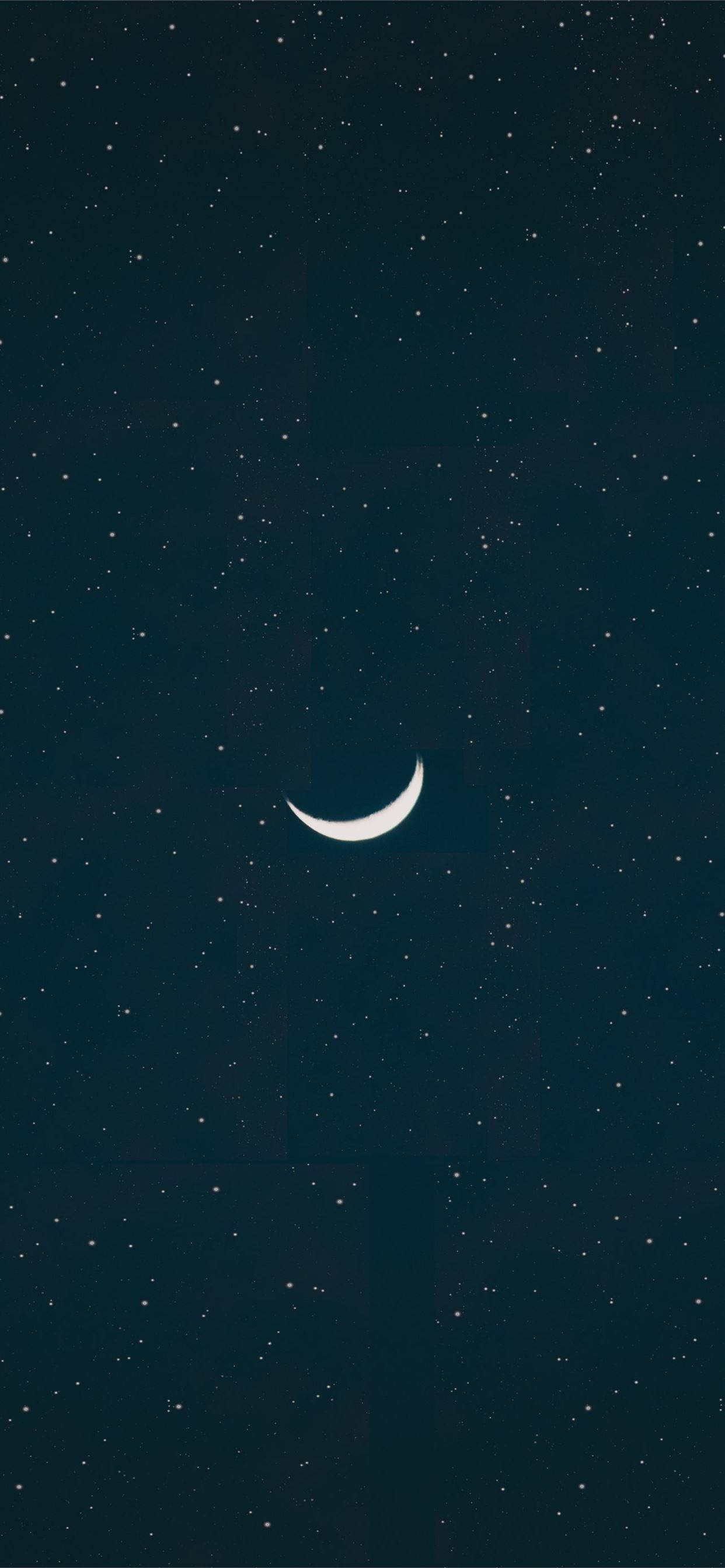 iPhone X, crescent moon, deep navy sky, 2K Phone Wallpaper