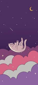 iPhone X, pink cat, pastel clouds, SD Phone Wallpaper