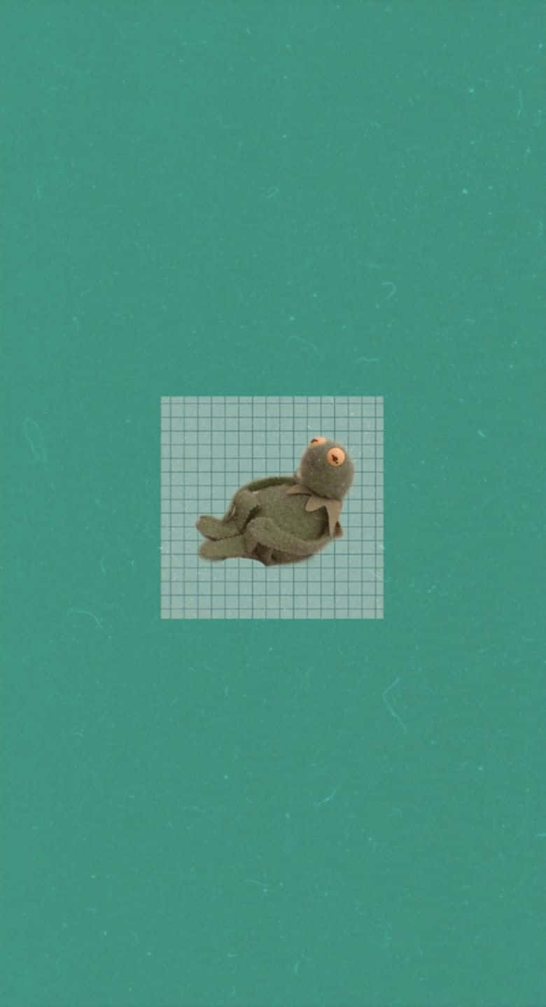 Aesthetic Kermit, brown plush toy frog, grid-patterned square, HD Phone Wallpaper