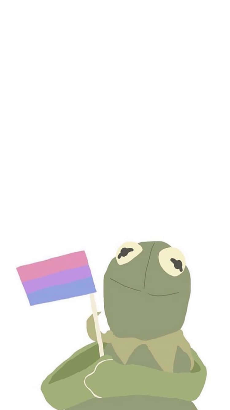 Aesthetic Kermit, green frog character, bisexual pride flag, HD Phone Wallpaper