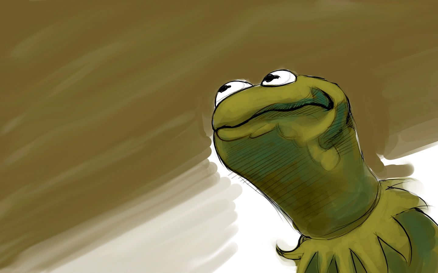 Aesthetic Kermit, green frog puppet, wide eyes, HD Desktop Wallpaper