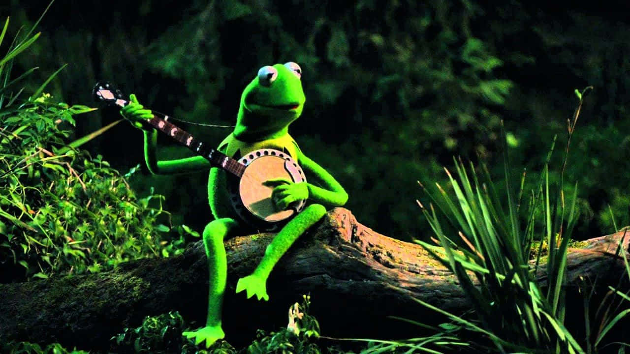 Aesthetic Kermit, green frog, banjo, HD Desktop Wallpaper