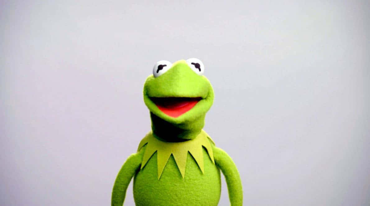 Aesthetic Kermit, green frog puppet, wide red mouth, SD Desktop Wallpaper