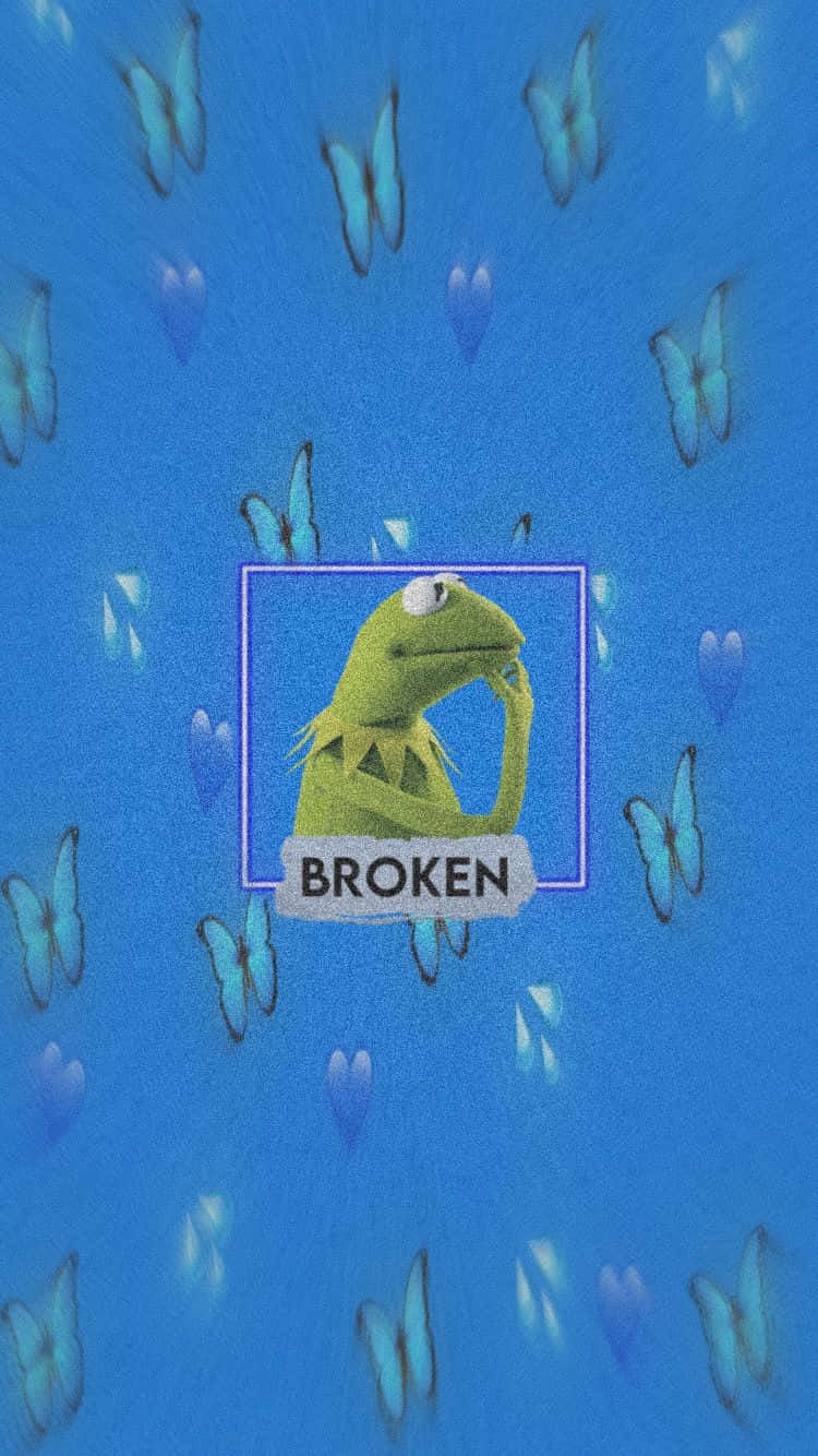 Aesthetic Kermit, green frog puppet, purple frame, HD Phone Wallpaper