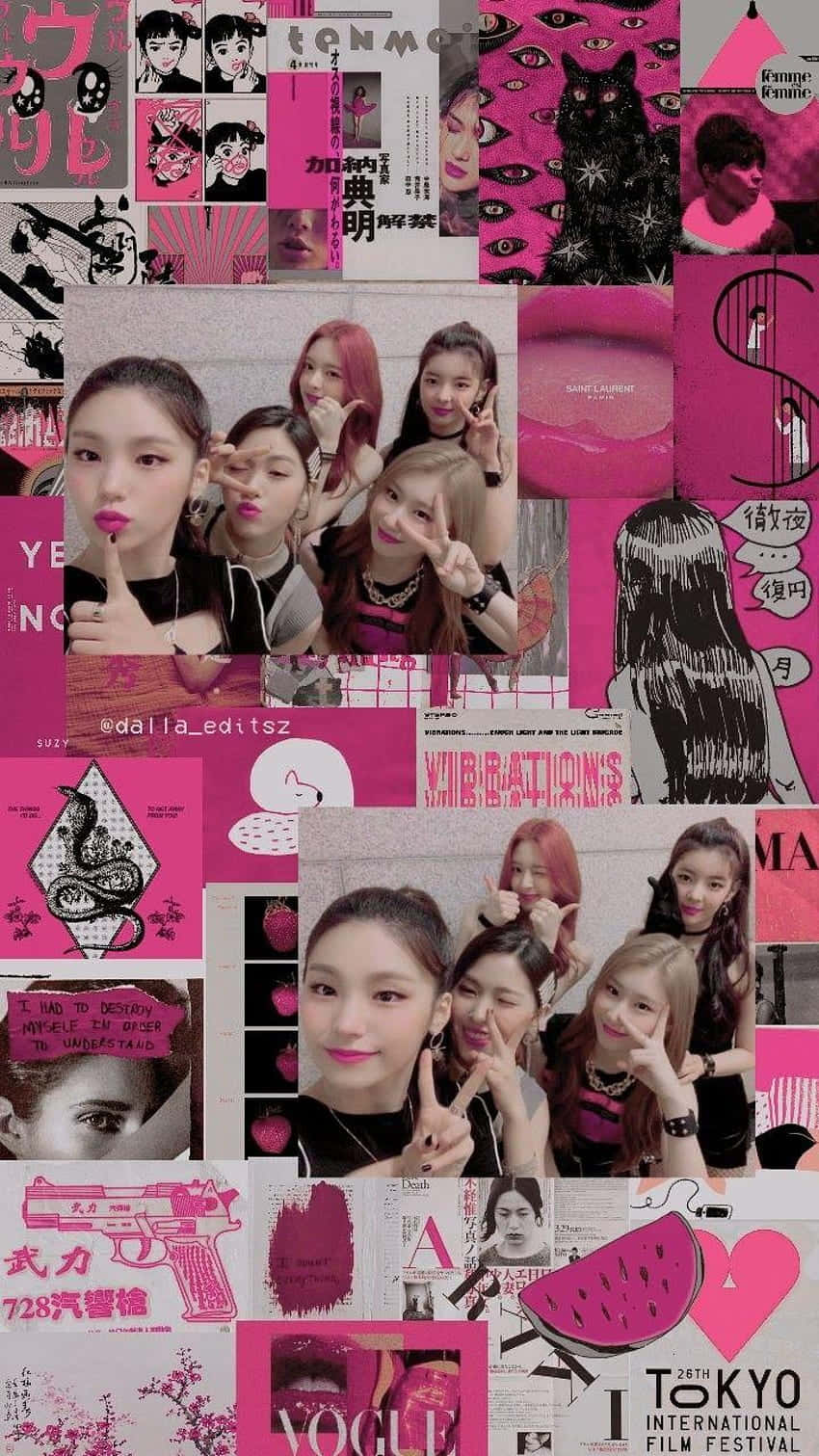 Kpop Girl Group Collage Aesthetic, Vibrant pink, K-pop idols, HD Phone Wallpaper