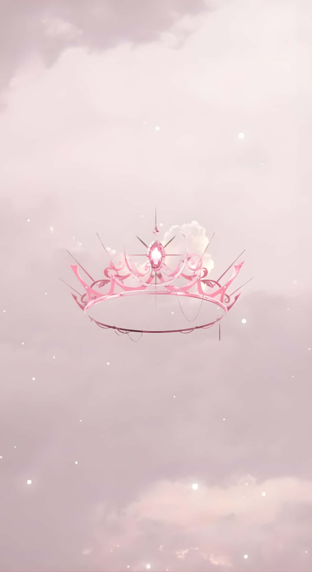 minimalist kpop crown design, pink crown, glowing gem, Full HD Phone Wallpaper