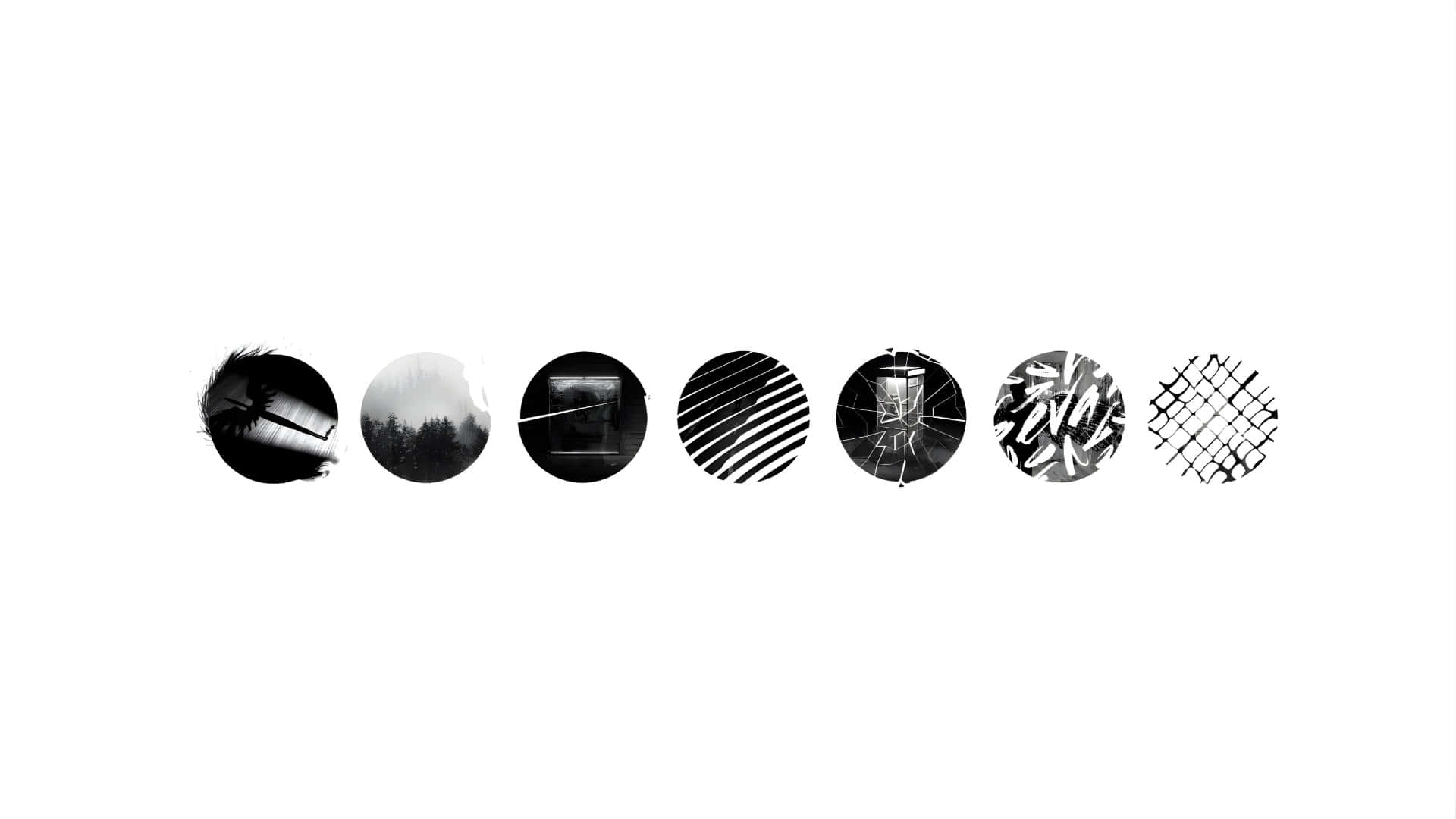 minimalist kpop icon set, monochrome circular frames, abstract textures, Full HD Desktop Wallpaper