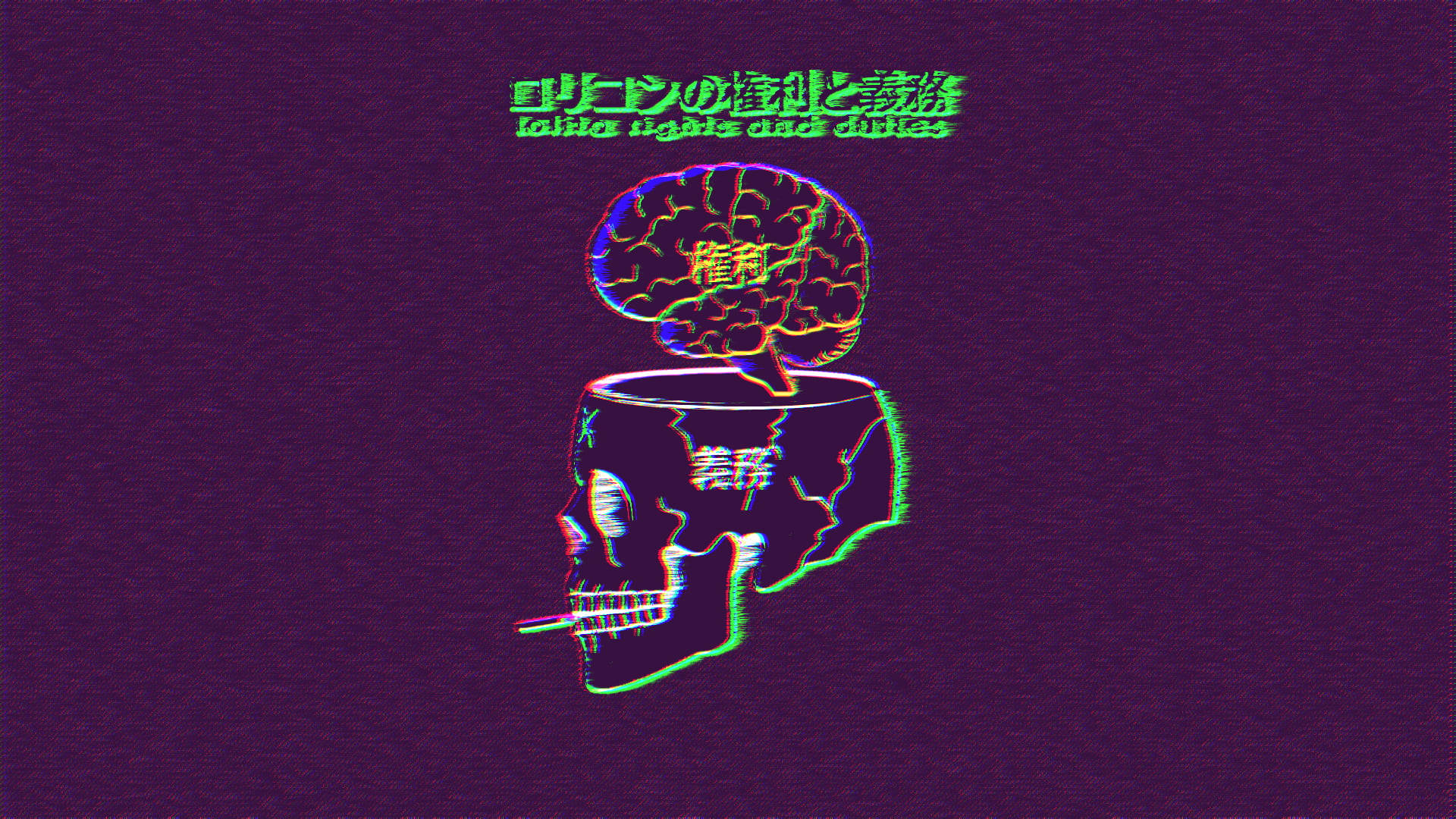 skull aesthetic laptop, neon skull, brain, Full HD Desktop Wallpaper