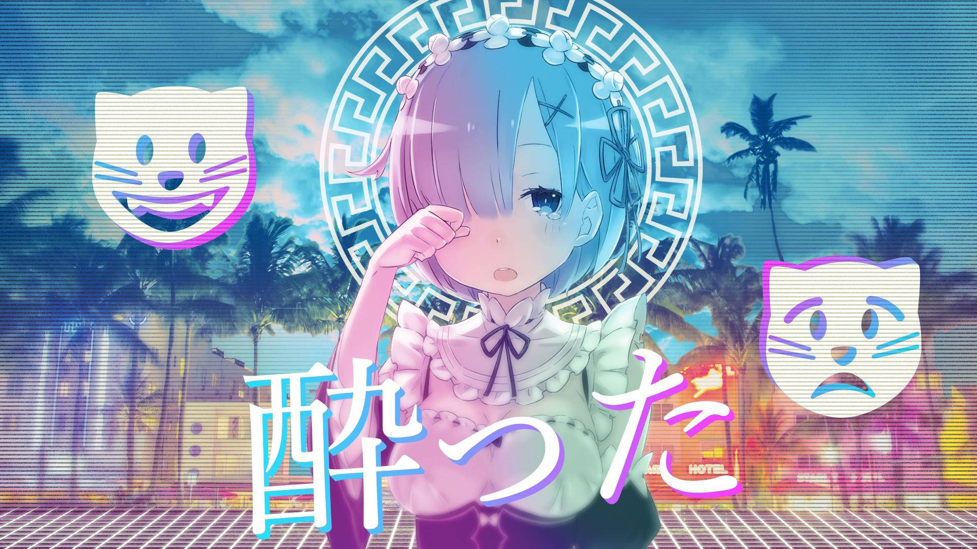 Aesthetic Rem Laptop, anime girl, blue hair, Full HD Desktop Wallpaper